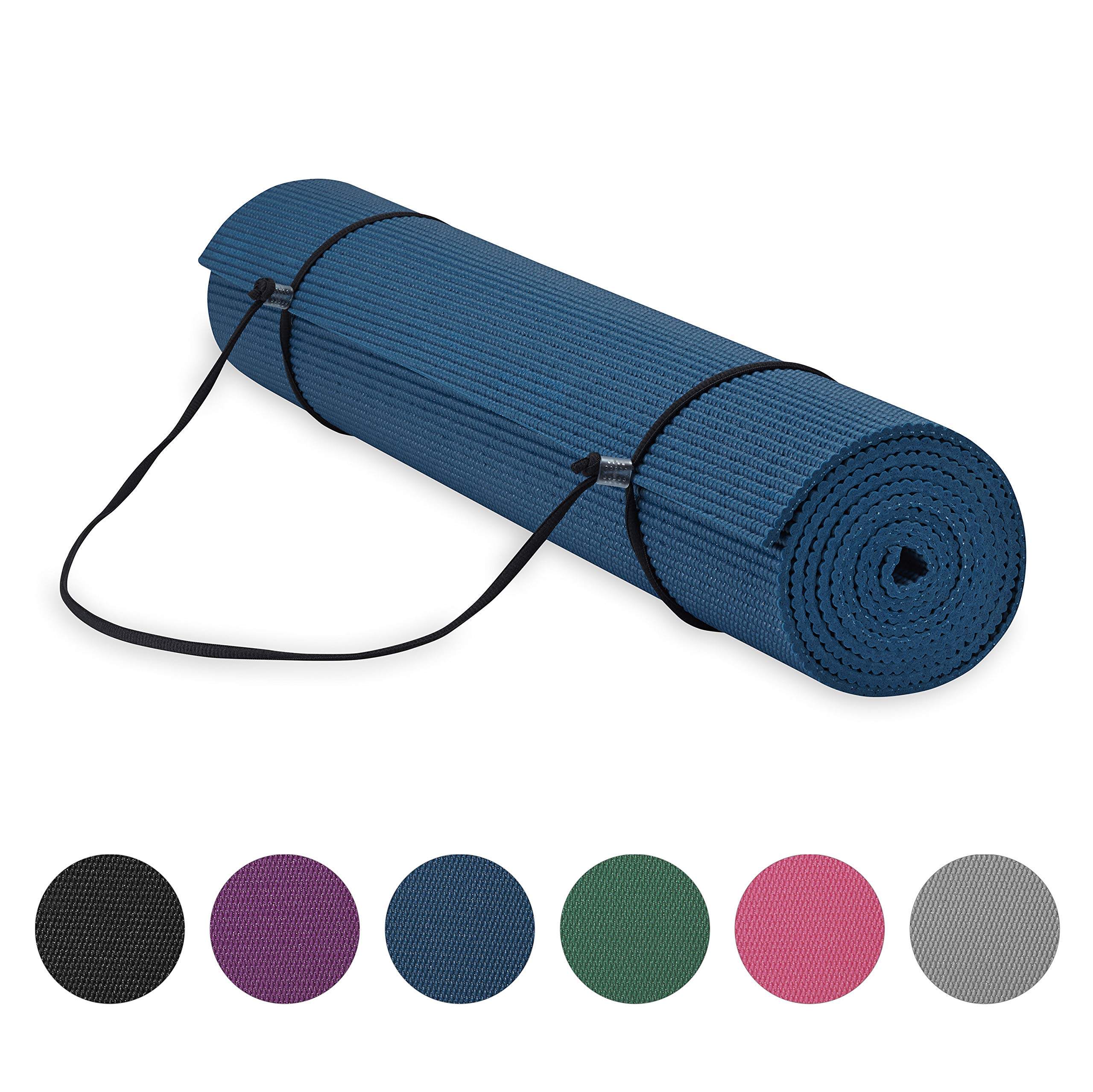 Gaiam Essentials Premium Yoga Mat with Yoga Mat Carrier Sling (72"L x 24"W x 1/4 Inch Thick)