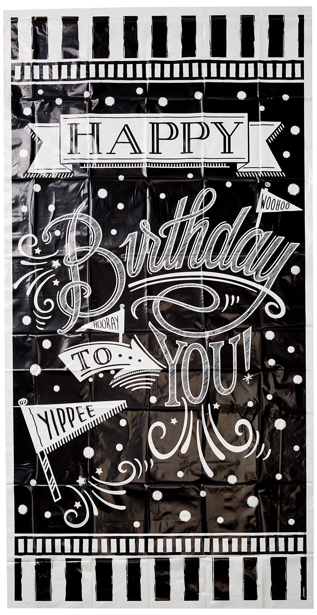 Amscan 120253 Birthday Giant Vertical Banners Black & White Chalkboard-85cm x 1.65m-1 Pc