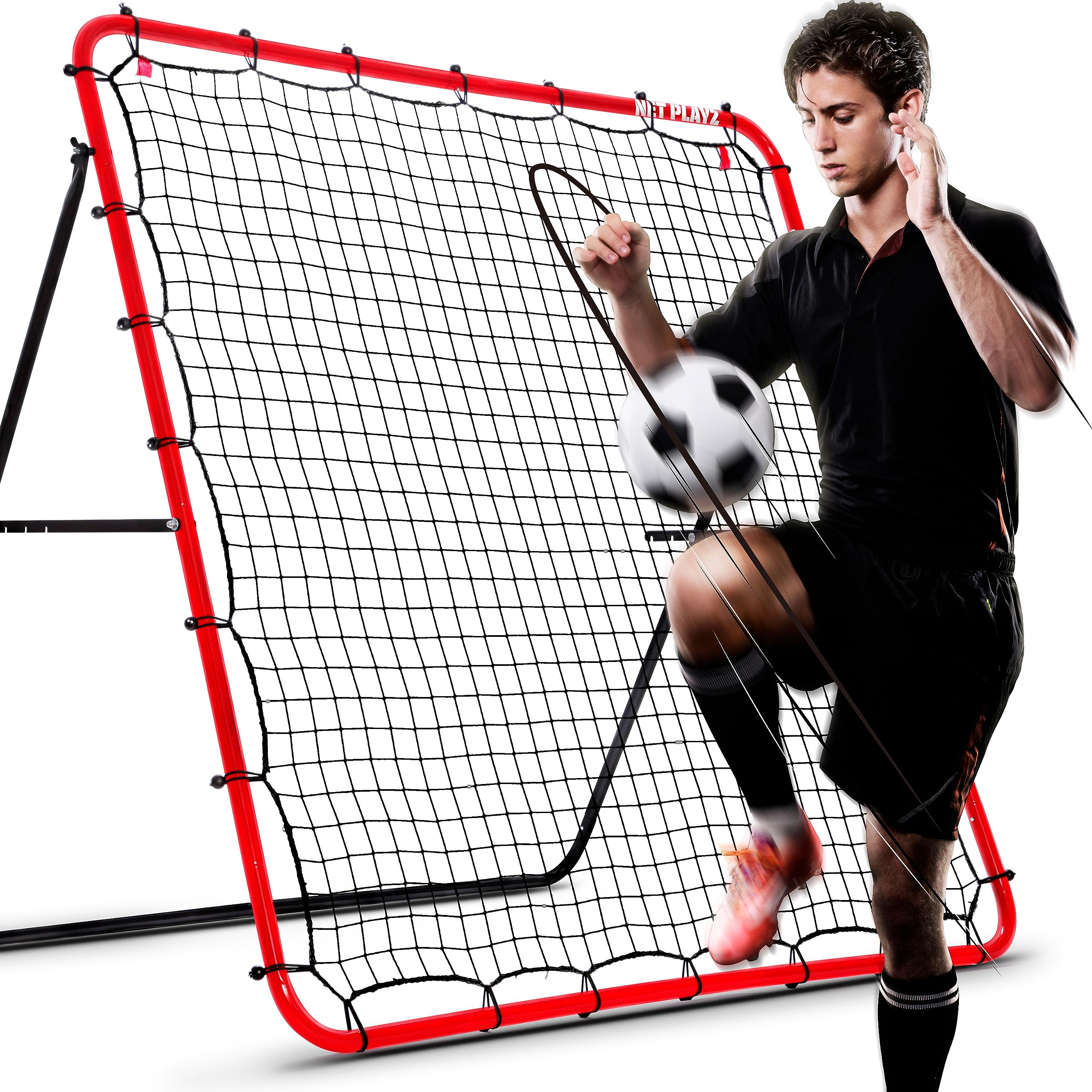 NET PLAYZ Football Rebounder - Rebound Net | Bounce Wall | Skill Training Aid and Equipment for Kids, Teens and All Ages - Kick-Back / Portable (150 x 150 cm)