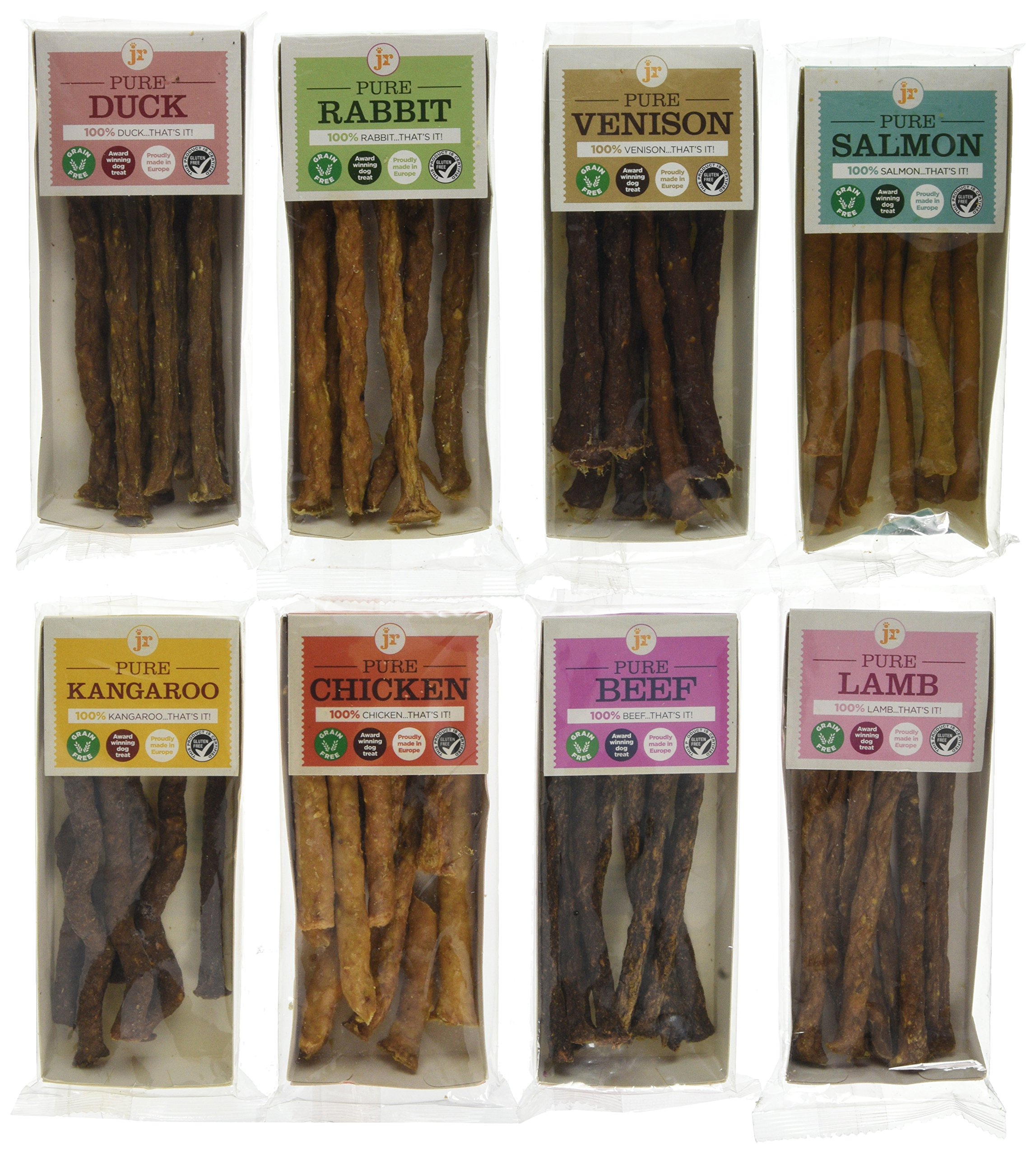 J R Pet Products Pure Dried 100% Fresh Meat Dog Treat Sticks 8 x 50g Variety Bundle