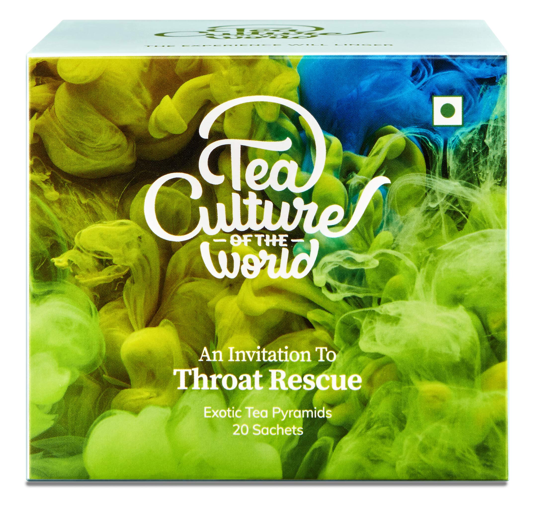 Tea Culture of The World Throat Rescue Tea | Green Tea With Indian Spices | Premium First Quality Green Teabags | Tea For Throat | Green Tea Leaves | Detox Teabags, 16 Count - 0.32 Gm