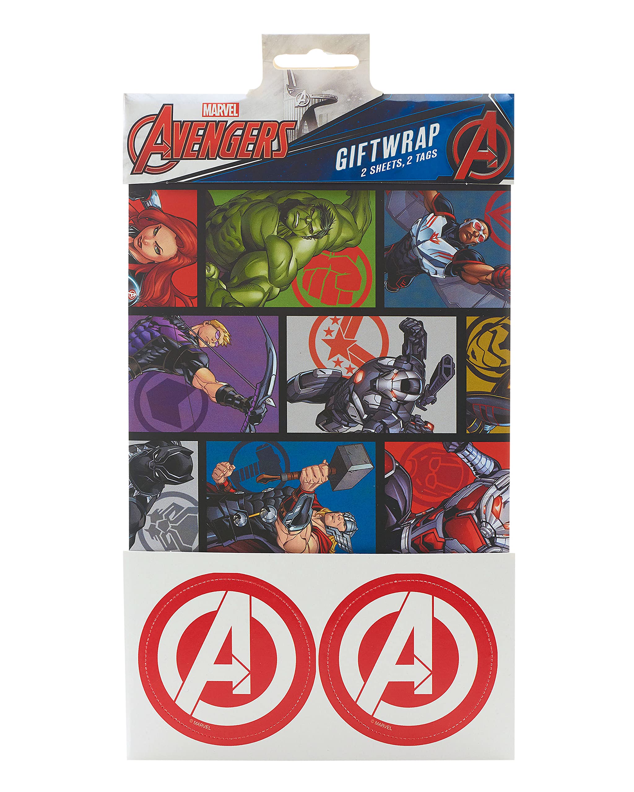 Marvel Avengers Gift Wrap Pack Contains 2 Sheets & Tags Wrapping Paper