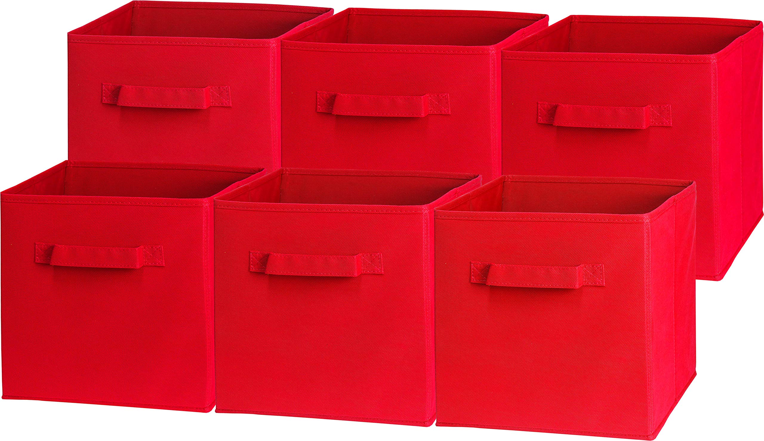 6 Pack - SimpleHouseware Foldable Cube Storage Bin, Red