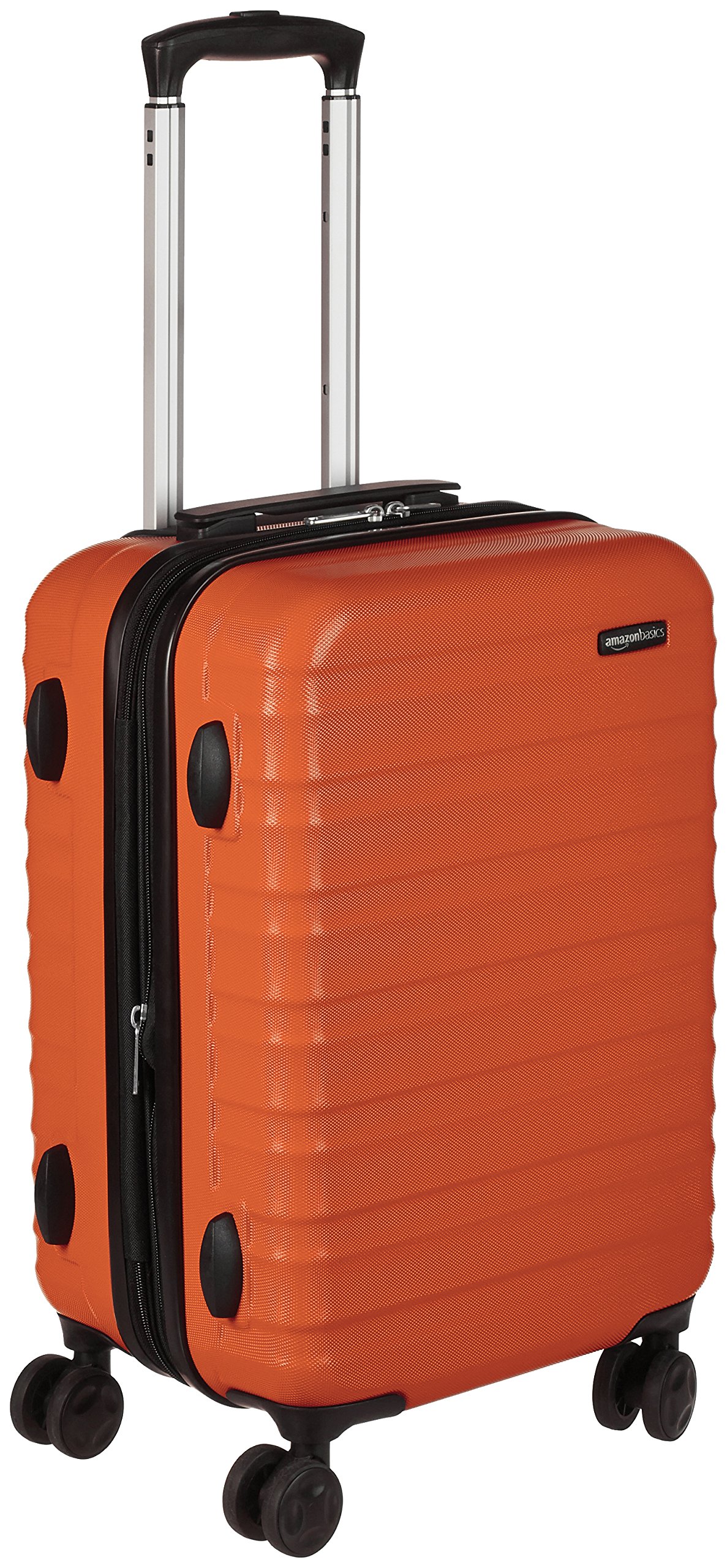 Amazon BasicsSuitcase, Hardside Luggage with Spinner Wheels, Scratch-Resistant Surface, Orange, 21-Inch