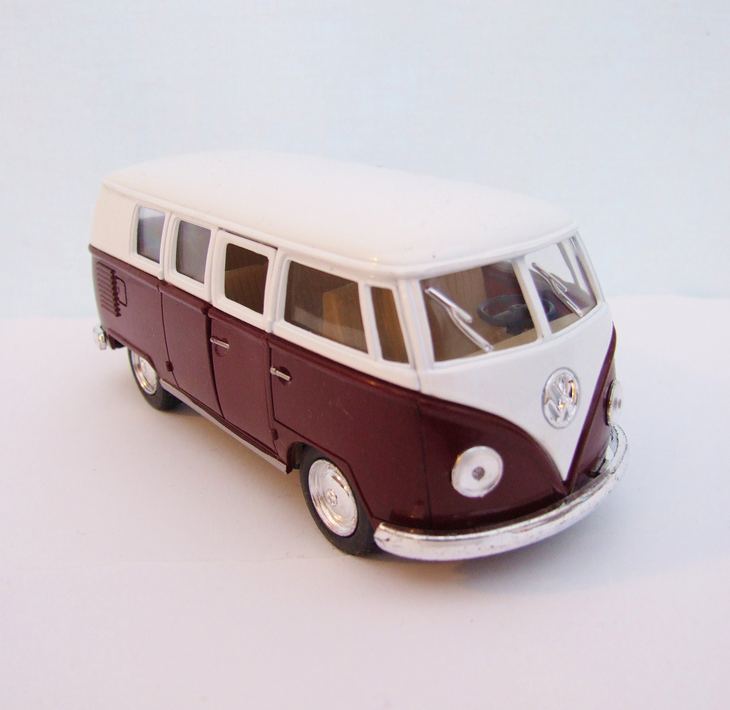 Diecast Metal Volkswagon Campervan VW Van Surf Camper Bus Toy New (Burgundy)