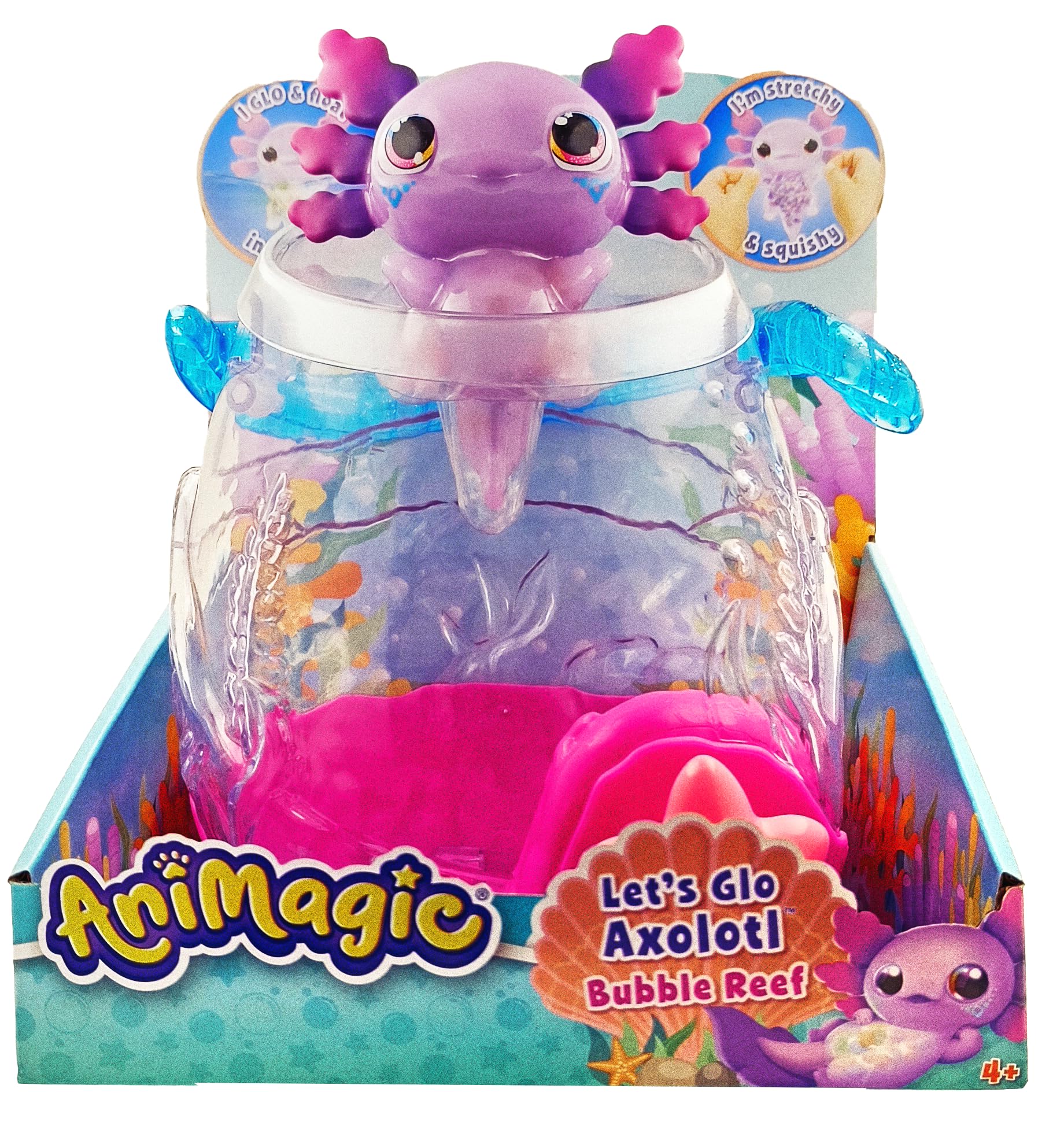 Animagic: Let's Glo Axolotl Bubble Reef | Portable Magic Bubble Aquarium | Also Includes 1 Let's Glo Axolotl | Interactive Electronic Pets | For Kids Aged 4+