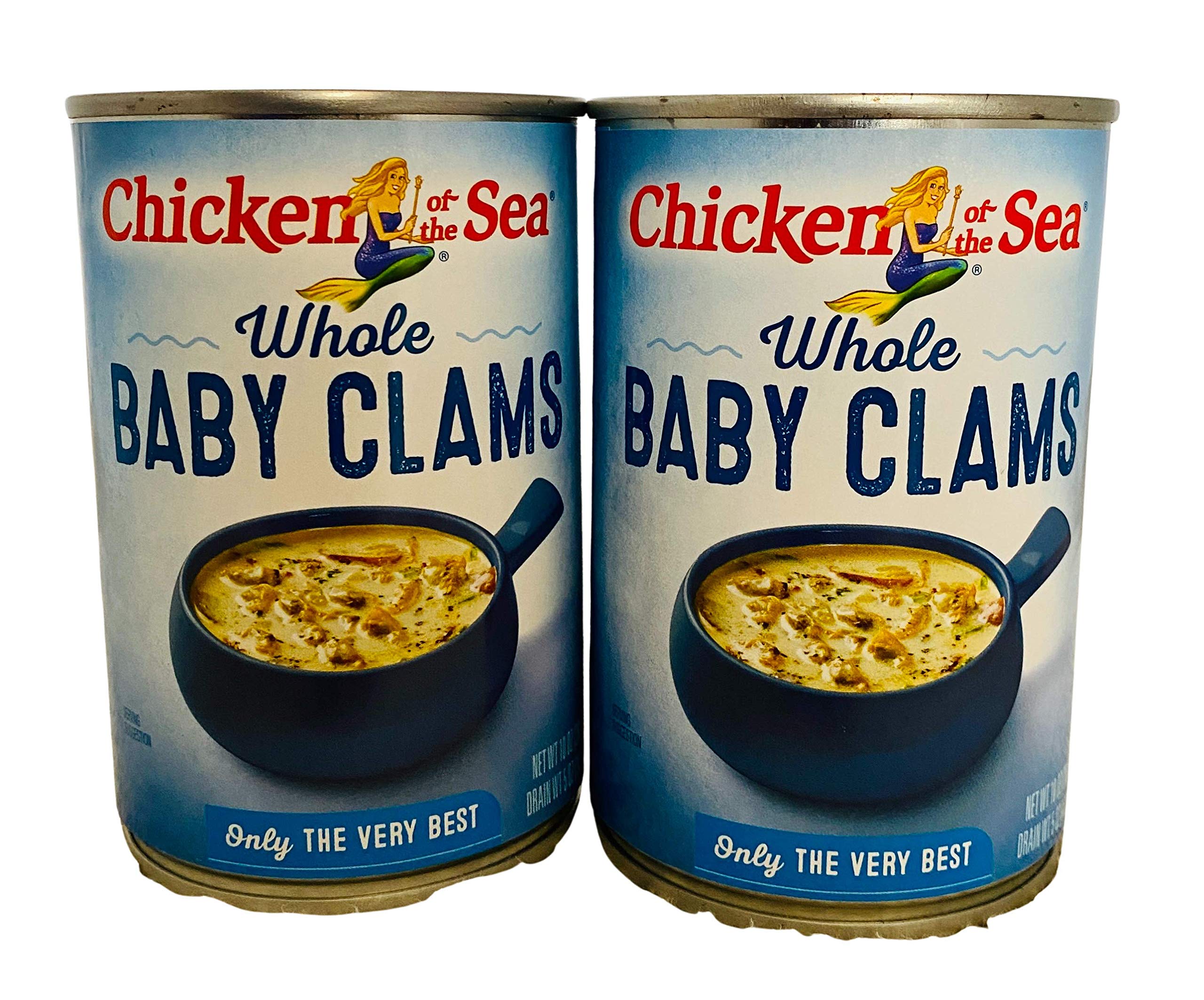 Chicken of the Sea Whole Baby Clams 10 Ounce Cans (Pack of 2) High Protein, Keto, and Gluten Free