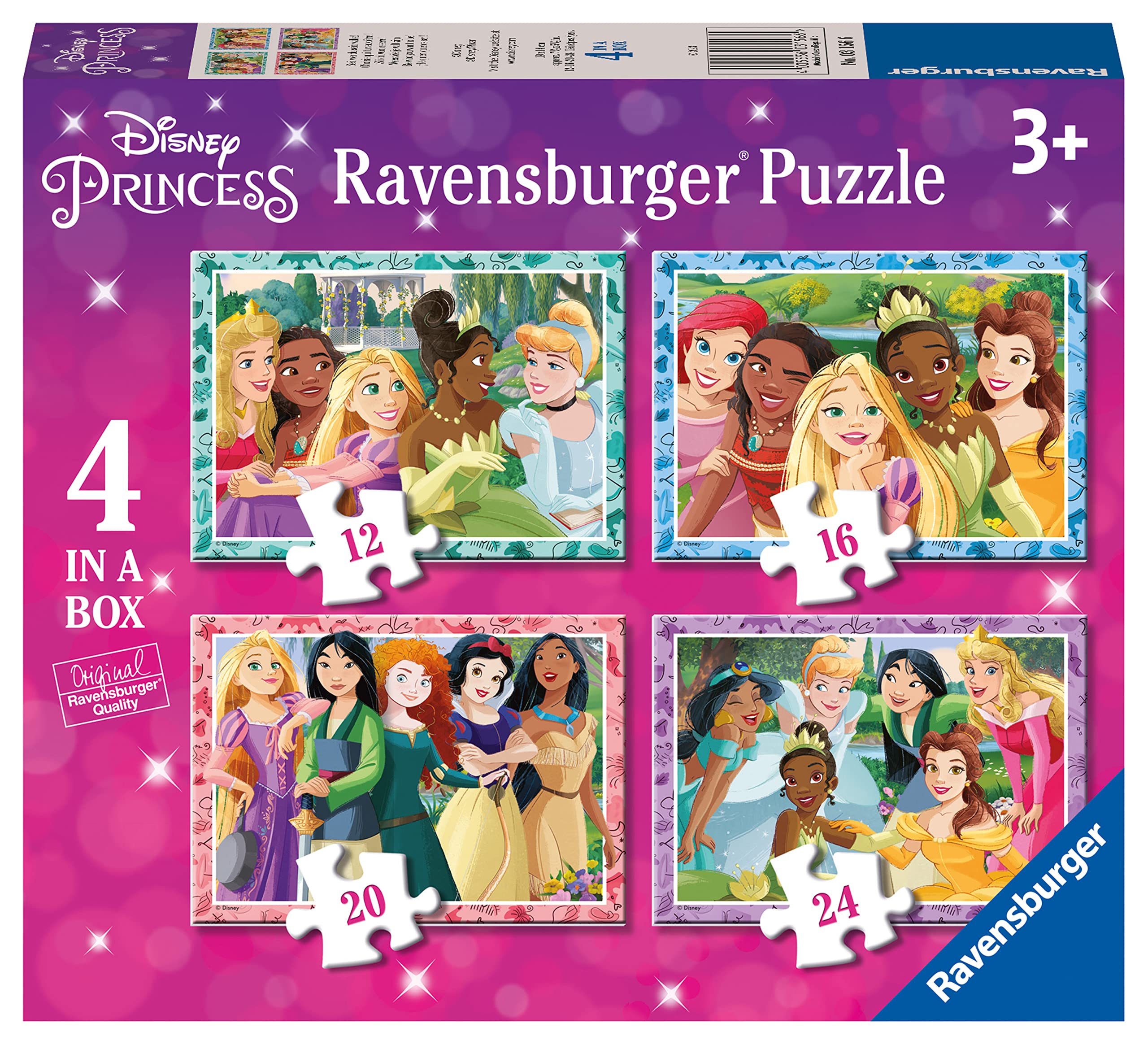 Ravensburger Disney Princess Toys - 4 in a Box Jigsaw Puzzles - 12, 16, 20, 24 Pieces - 2023 Edition