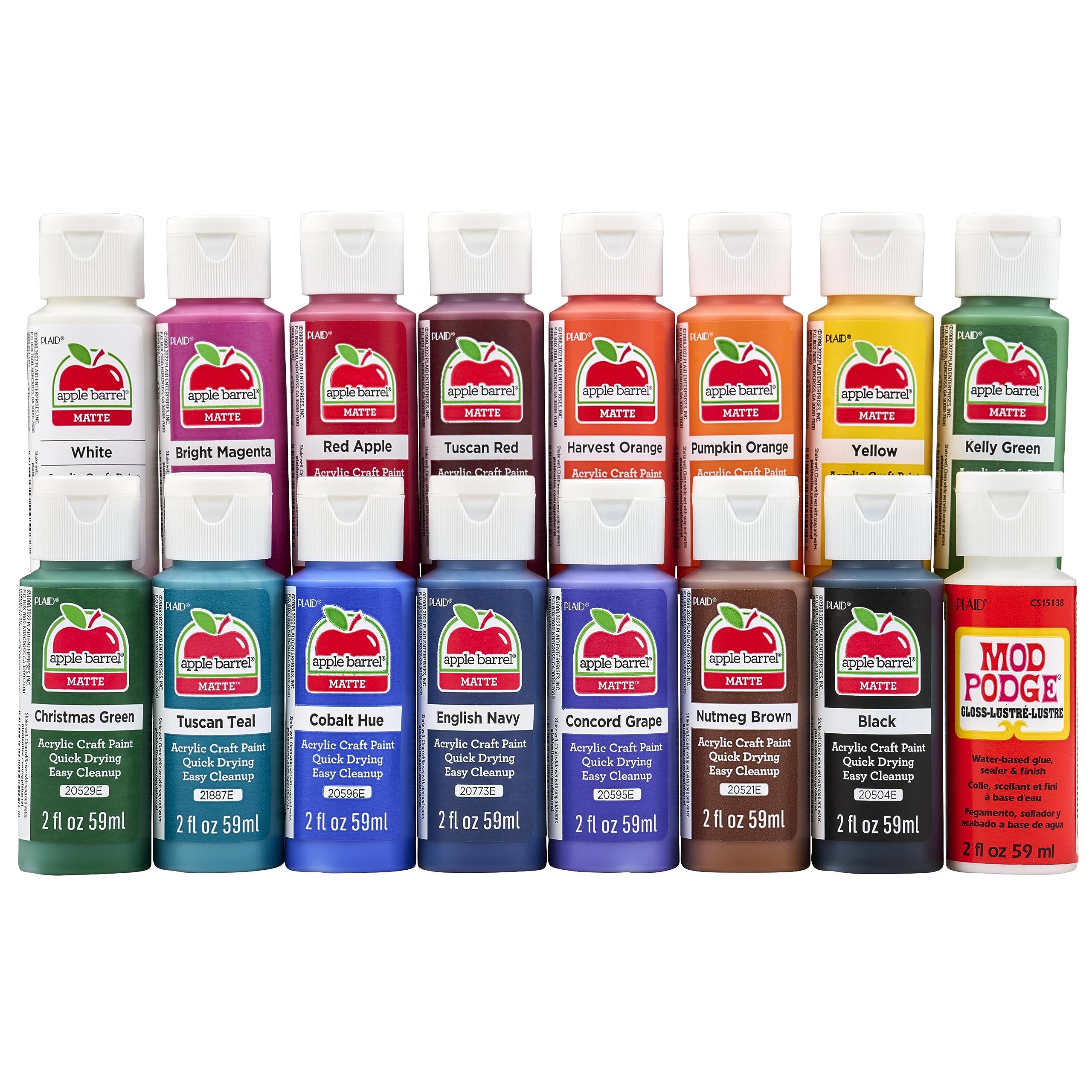 Apple Barrel Fall Colors Kit, 16 Piece Set Includes 15 Acrylic Craft Paints and 1 Mod Podge Gloss, 96426