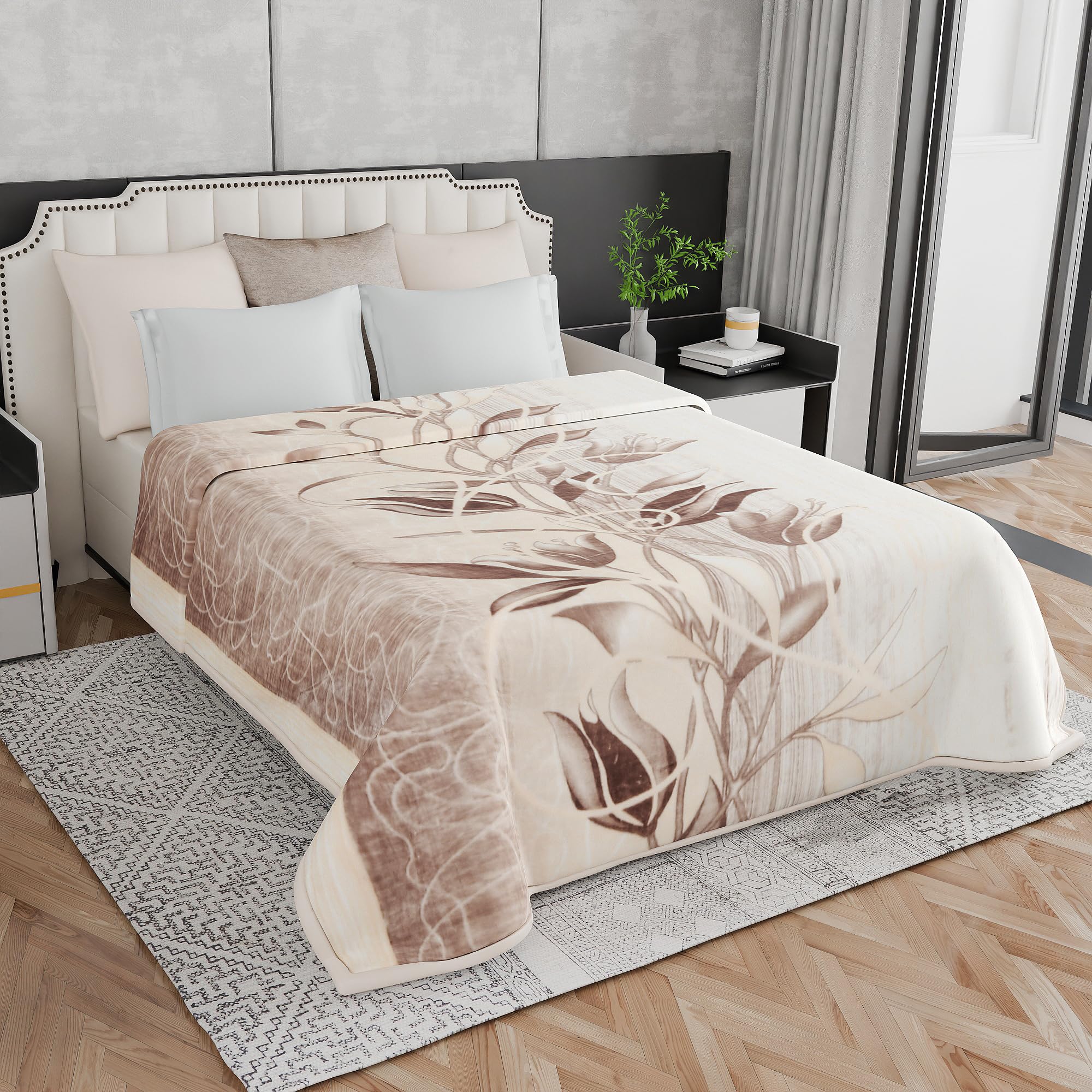 Signature Extra Soft Double Layered Blanket for Heavy Winters(400 TC) (Rustic Bloom)