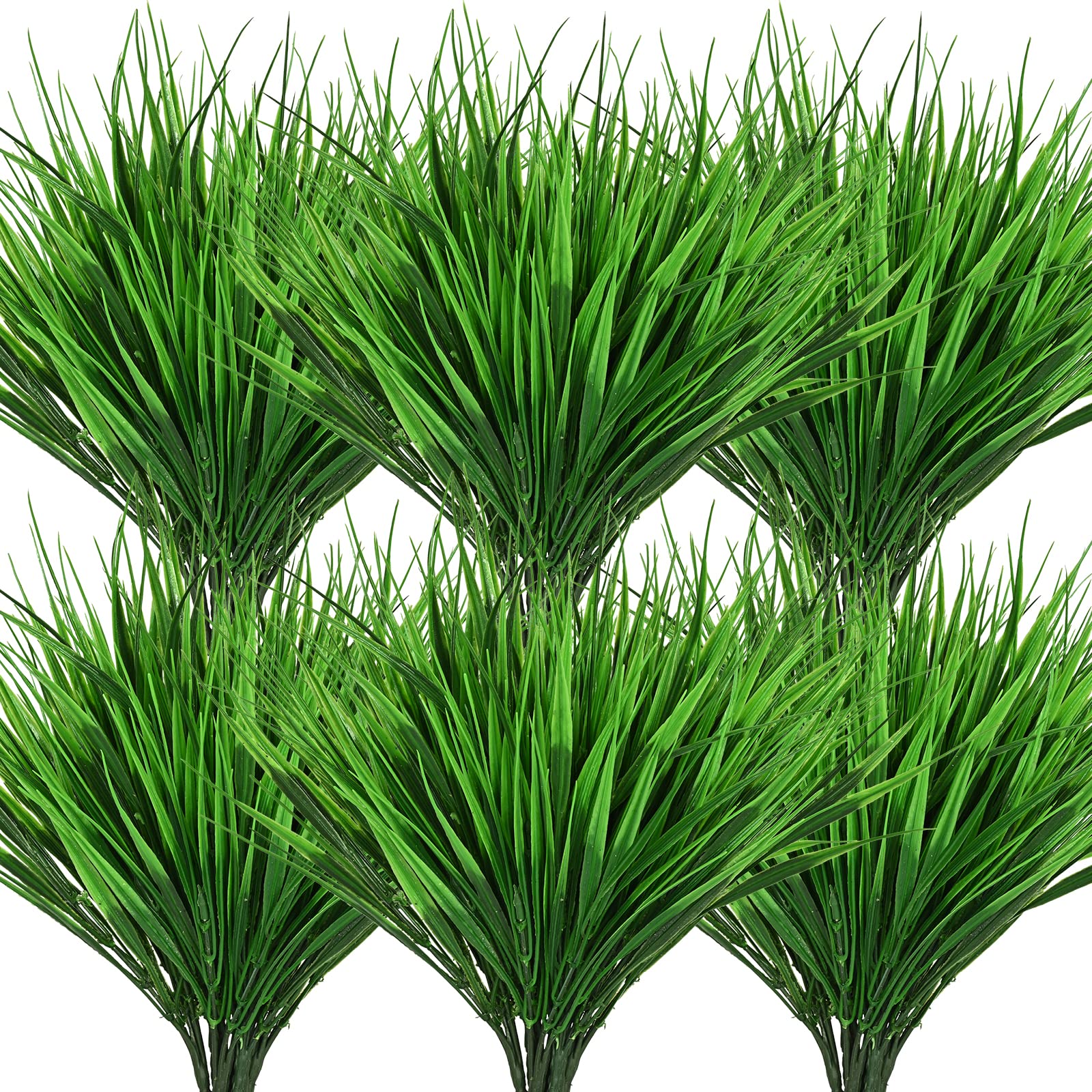 Sunm Boutique 20 Bundles Artificial Outdoor Plants, Fake Plastic Wheat Grass, Faux Plastic Greenery Shrubs for Indoor Outdoor Garden Office Window Box Veranda Centerpiece Floral Wedding Decor