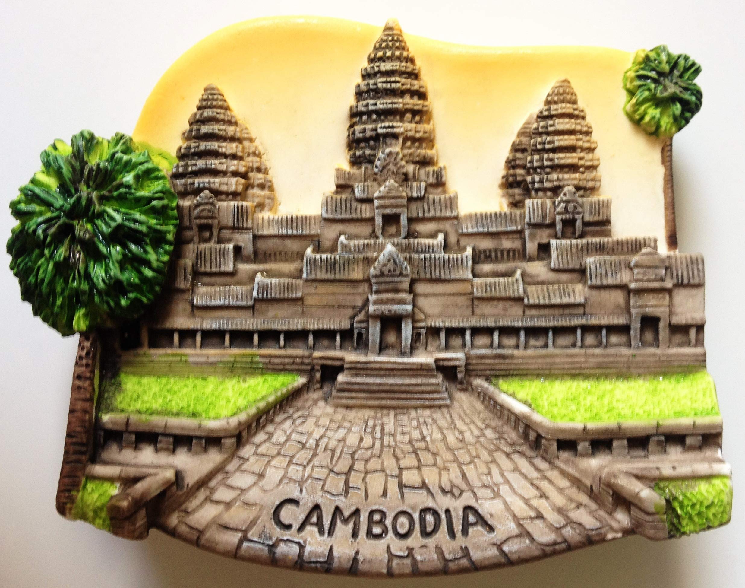 WitnyStore Tiny Angkor Wat, SIEM Reap, Cambodia Southeast Asia Tourist Attractions Resin Refrigerator Magnet Traveler Souvenir 3D Fridge Magnets