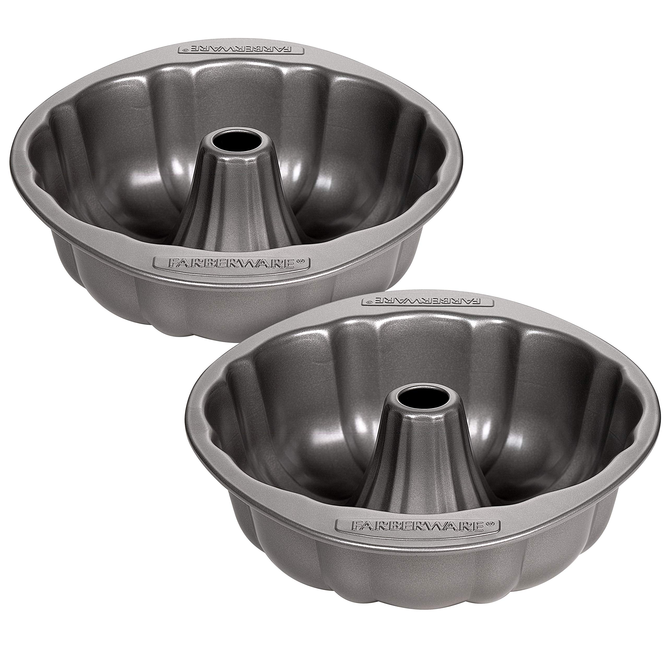 Farberware Nonstick Bakeware 10-Inch Fluted Mold Set, Gray, 2-Piece