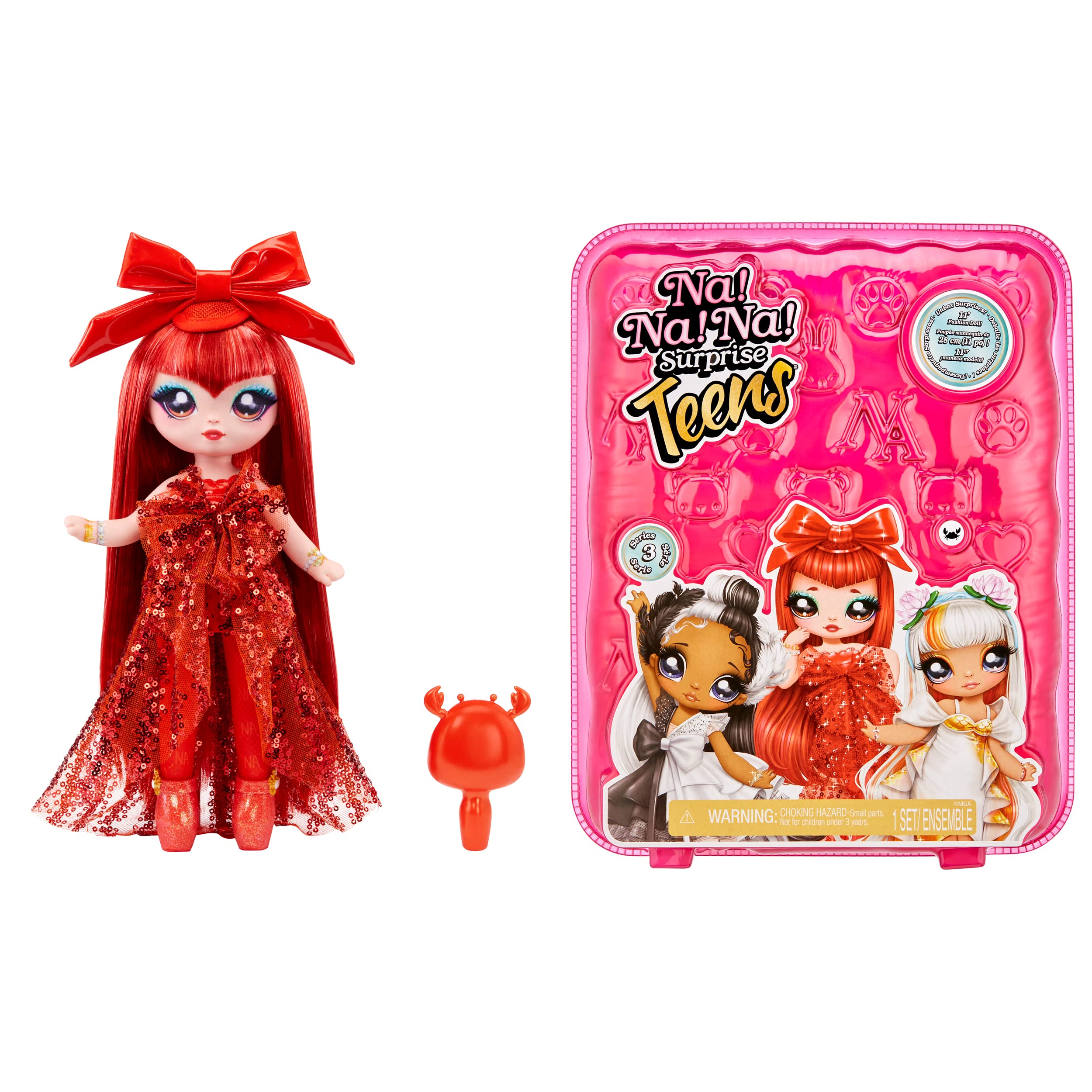 Na! Na! Na! SurpriseTeens 11" Fashion Doll Claudia Pincer, Soft, Poseable, Red Hair, Crab-Inspired Outfit & Accessories, Gift for Kids, Toy for Girls & Boys Ages 5 6 7 8+ Years