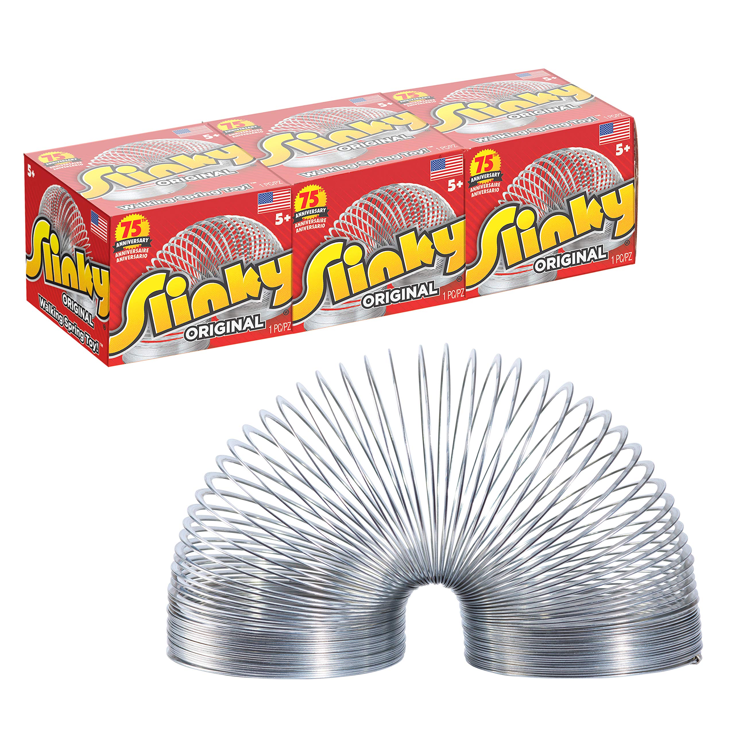 The Original Slinky Walking Spring Toy, 3-Pack Metal Slinky, Fidget Toys, Party Favors and Gifts, Kids Toys for Ages 5 Up, Amazon Exclusive by Just Play