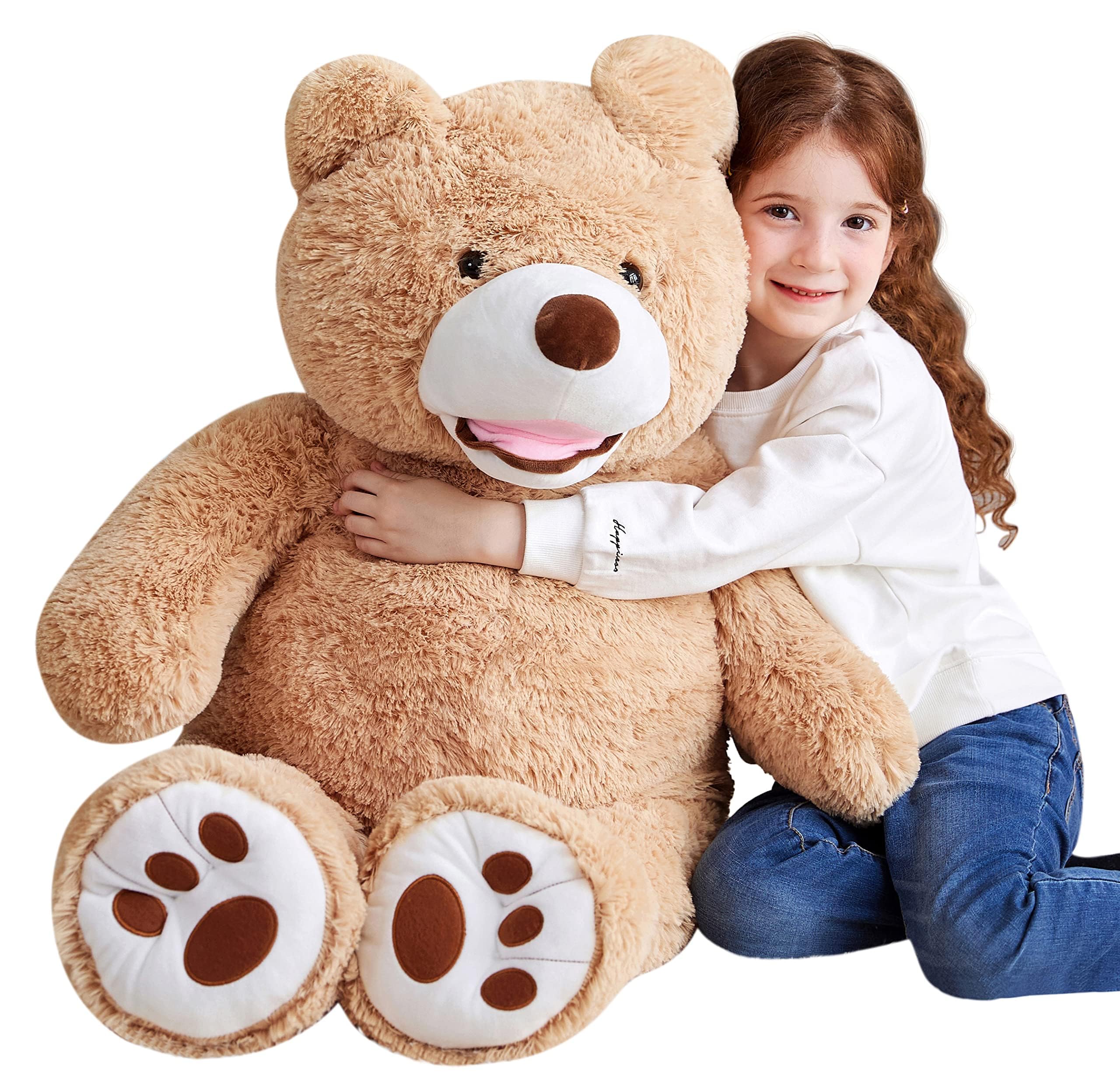 EARTHSOUNDGiant Teddy Bear Stuffed Animal,Large Plush Toy Big Soft Toys,Huge Life Size Jumbo Cute Fat Bears Animals,Gifts for Kids (Brown, 100cm)