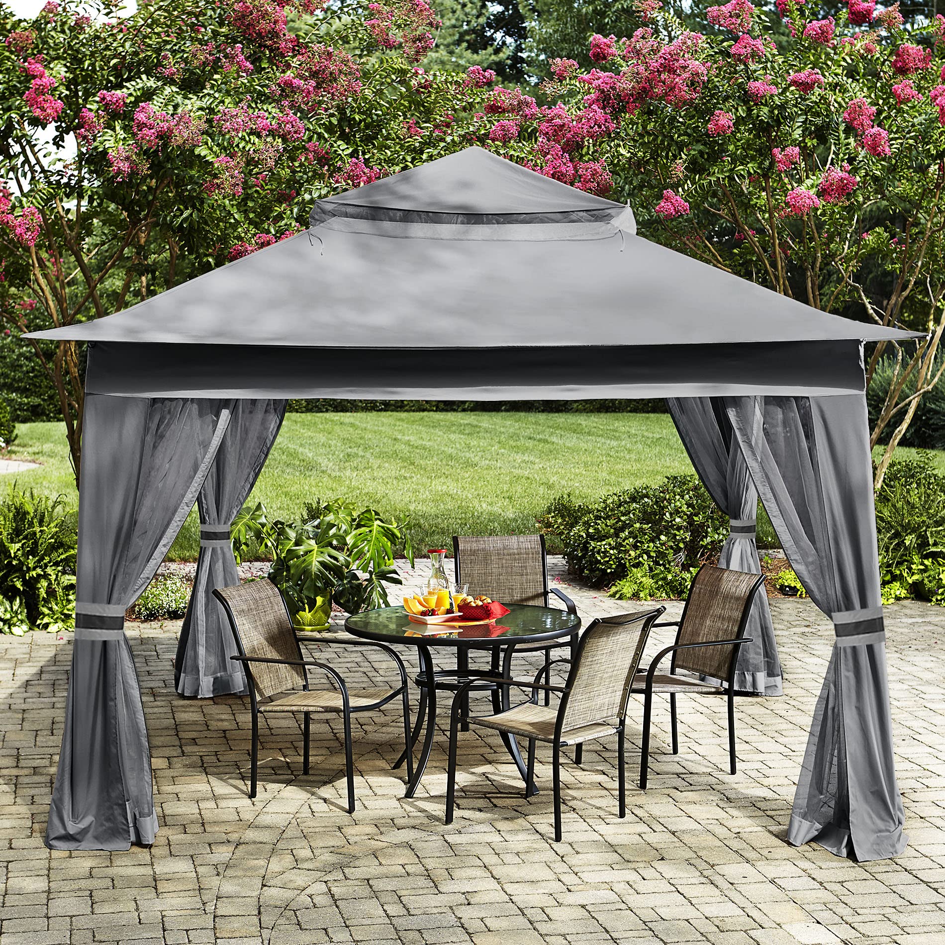 MASTERCANOPYPatio Gazebo Outdoor Pop Up Gazebo with Mesh Walls (13x13 Dark Gray)