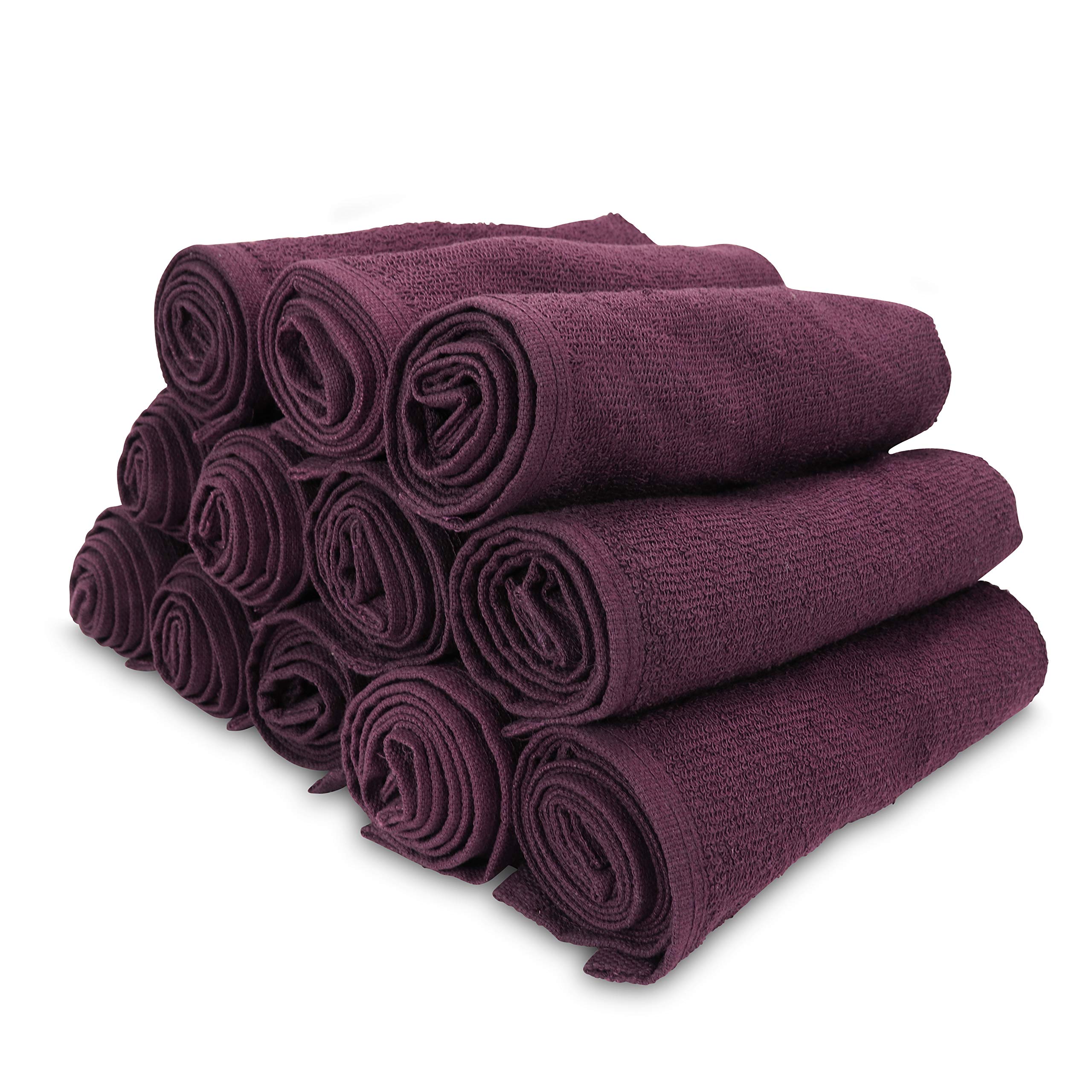 Arkwright, LLC Eggplant: Bleach-Safe Professional Salon Towels |100% Cotton | 3 Lbs. - Heavy, Thick Towels | 12 Pack, Large 16" X 28" Towel | Perfect For Hair Drying, Salon, Gym, Spa, Bath, Tann