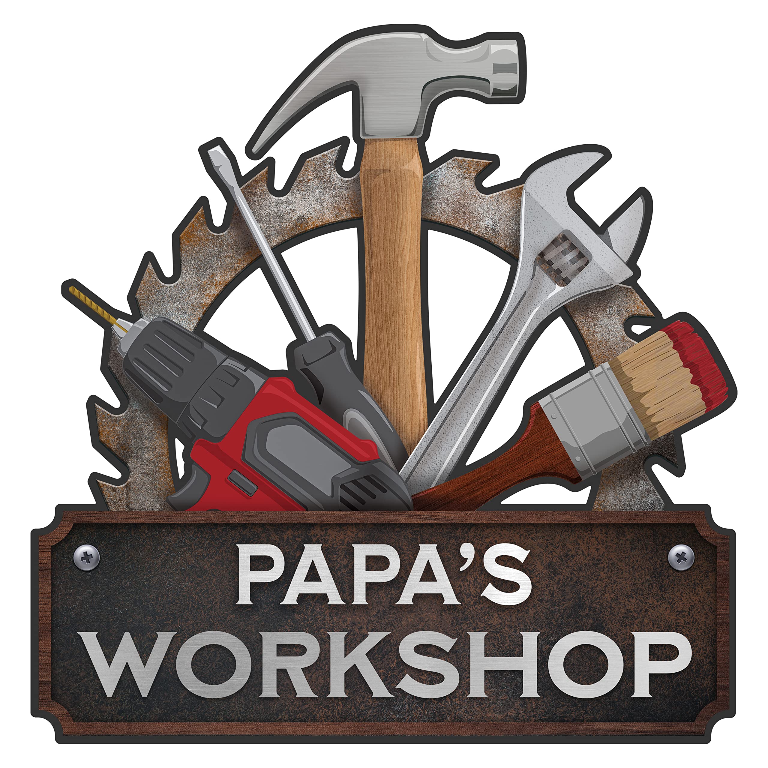 Workshop Toolbox Cutout MDF Wood Sign | Select Color & Size | Personalize with Grandpa or Custom Name for Man Cave | Local Legends | USA Made | PRPW7025 (10 inch, Red - Papaw's)