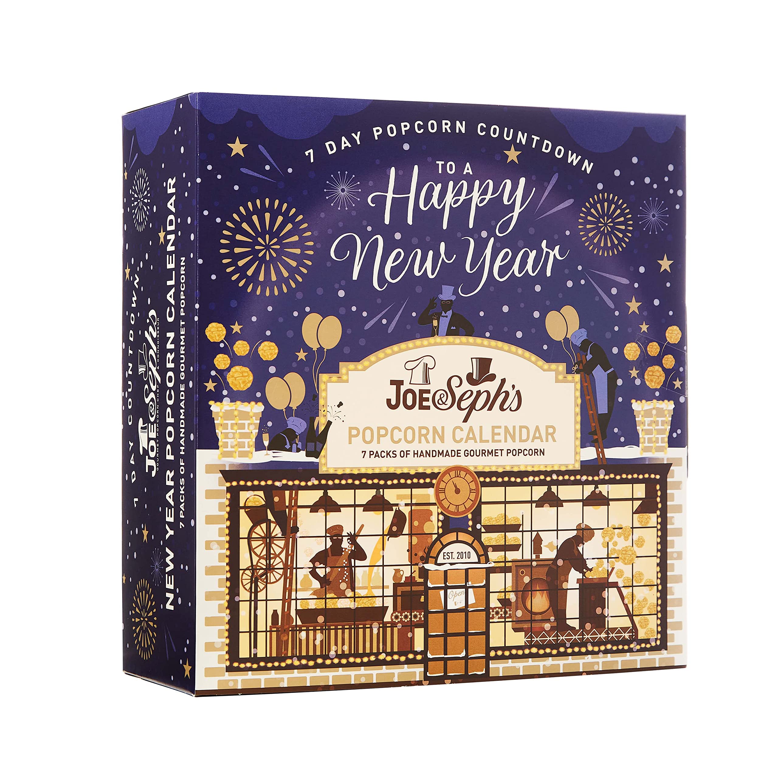 Joe & Seph's New Year Countdown Calendar | 7 Flavours, gourmet popcorn, gifts for children, gifts for men, gifts for women, festive snacks