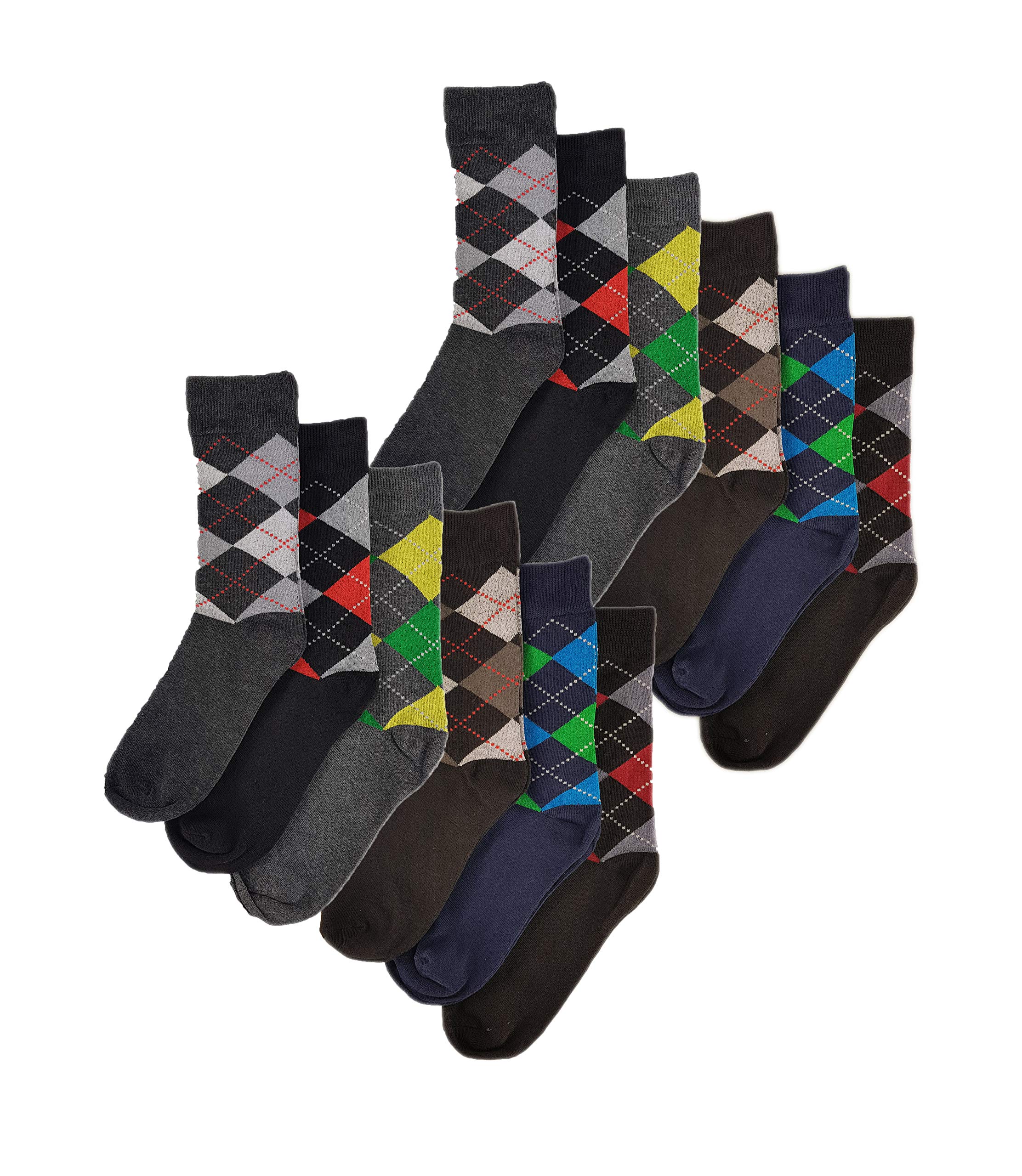 Sock Stack 12 Pairs of Men's Designer Socks, Cotton Rich Designs, Size 6-11