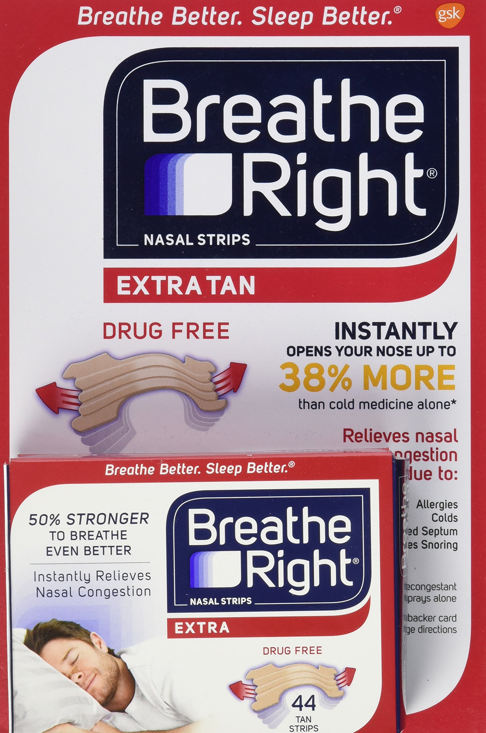 Breathe RightNasal Strips, Tan, 44 Strips