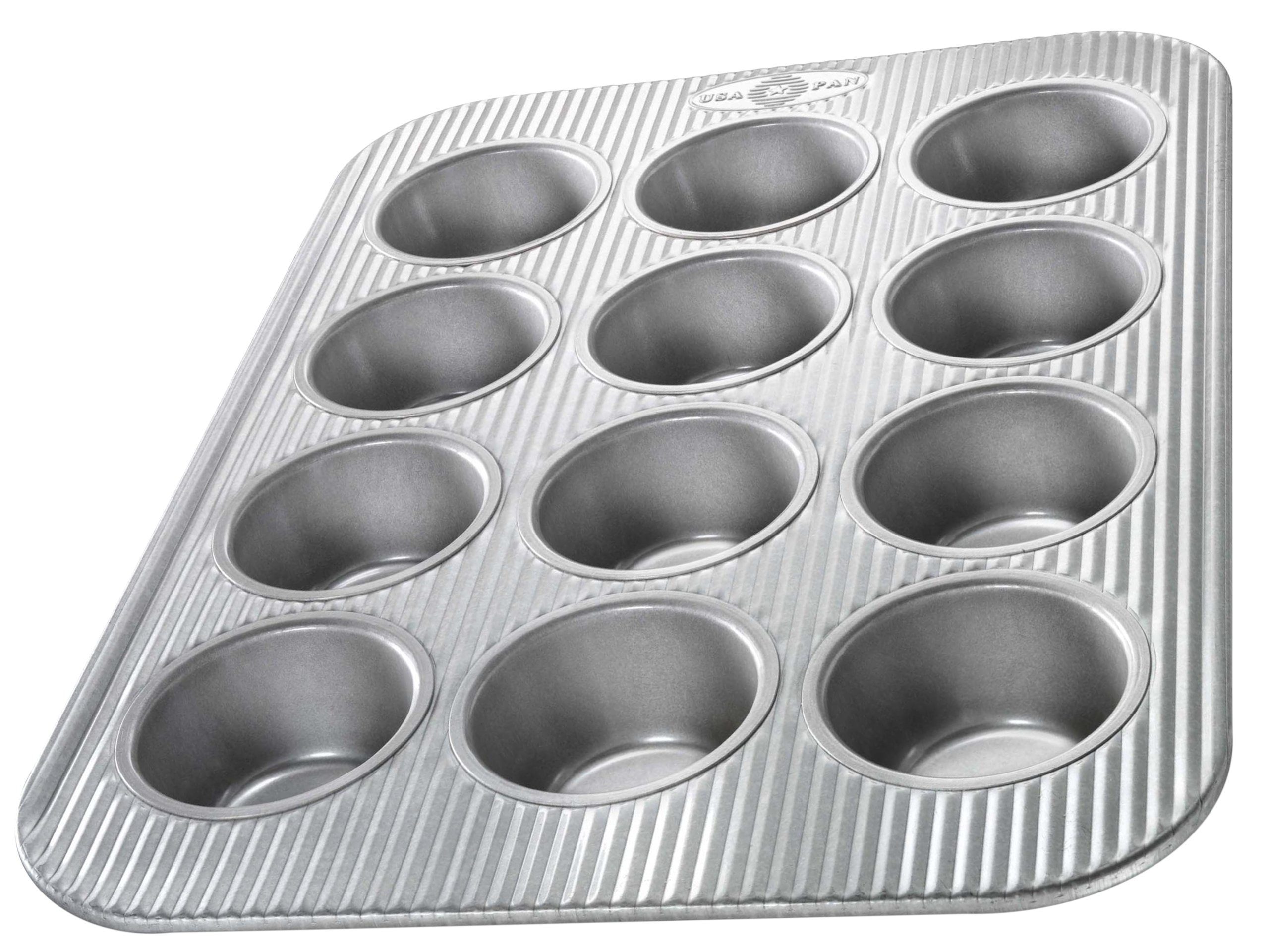 USA Pan Aluminized Steel 12-well Bakeware Cupcake and Muffin Pan, 1200MF