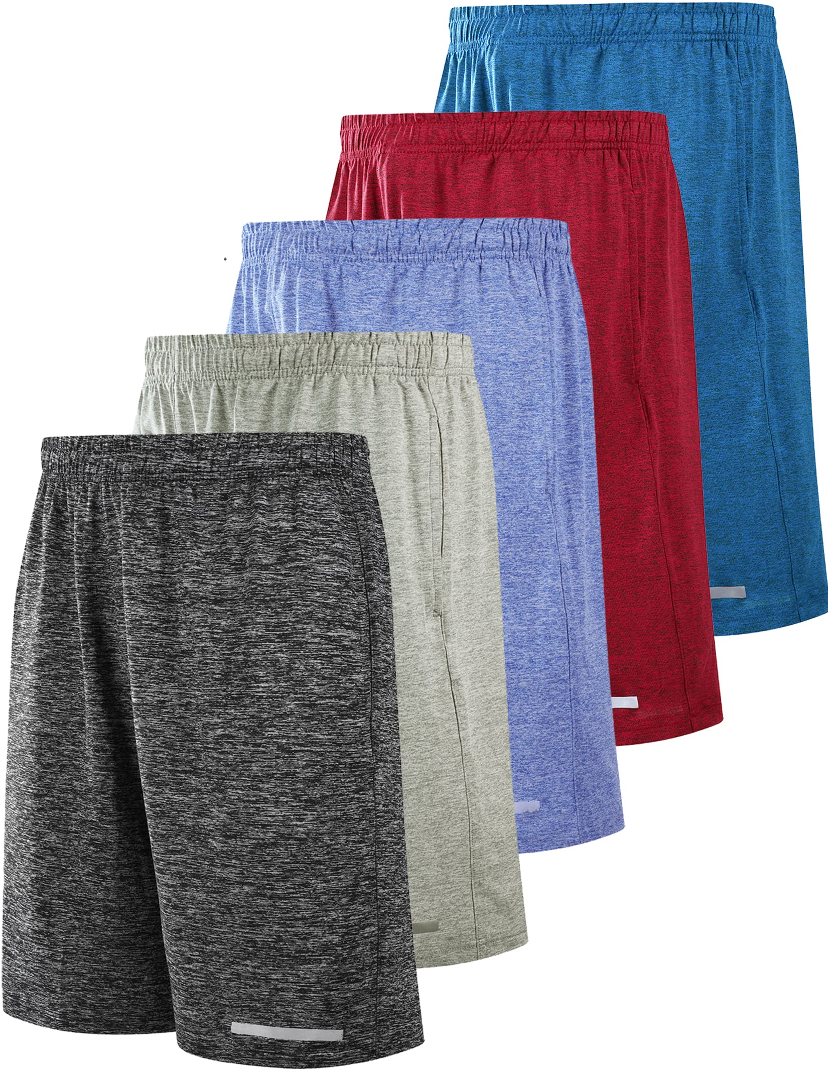 Liberty Imports 5 Pack Youth Boys' Active Quick Dry Mesh Basketball Running Shorts with Pockets