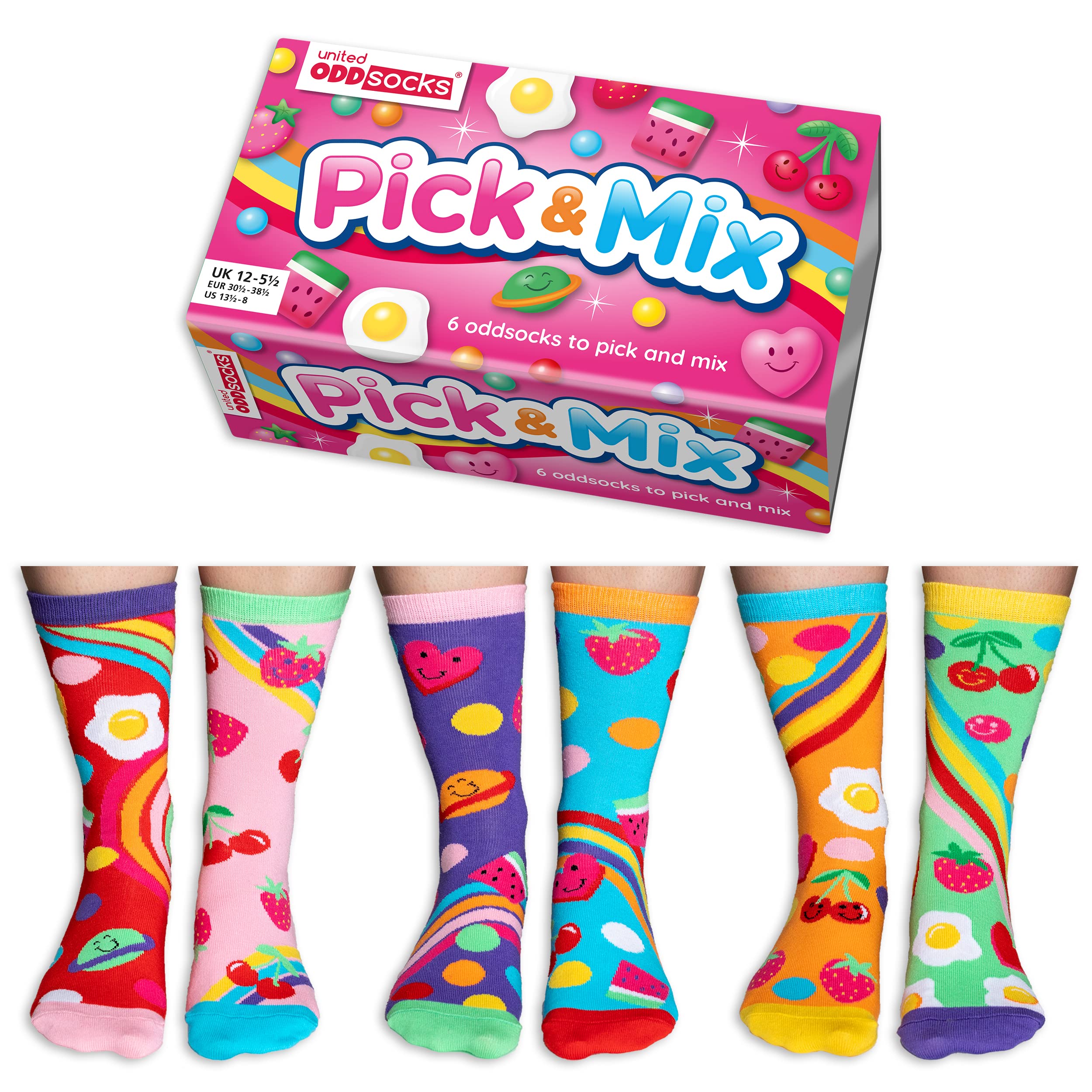 United OddsocksPick & Mix Box 6 Oddsocks For Girls UK 12-5.5 EUR 30.5-38.5