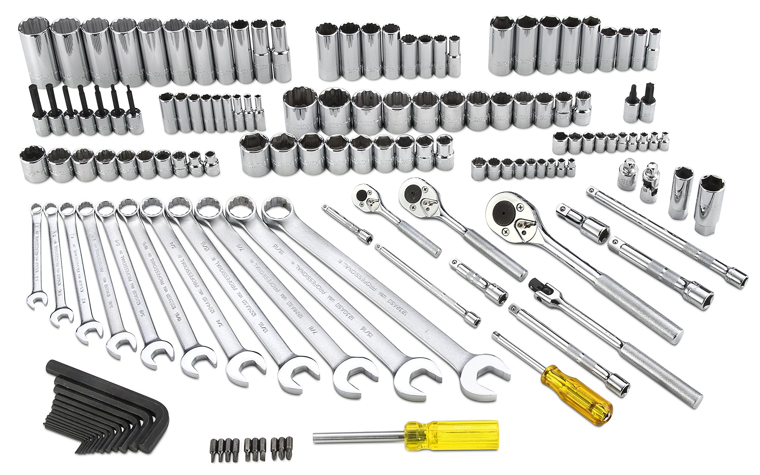 Stanley Proto J47148 1/4", 3/8",1/2" DR Socket Set- 6 and 12 Point with Tools Only (148 Piece)