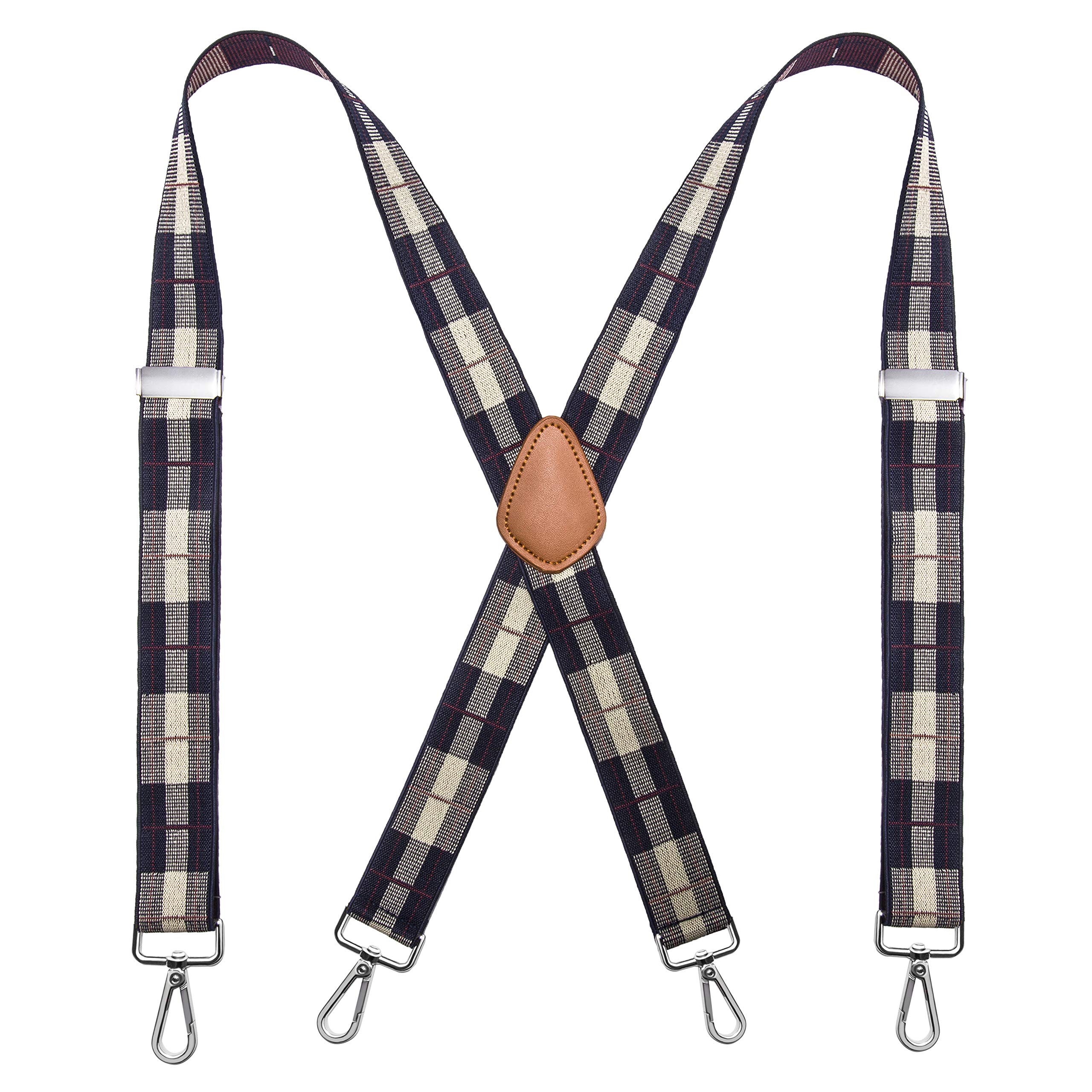 Bioterti Men’s Heavy Duty X- Back 1.4 Inch Suspenders with 4 Snap Hooks