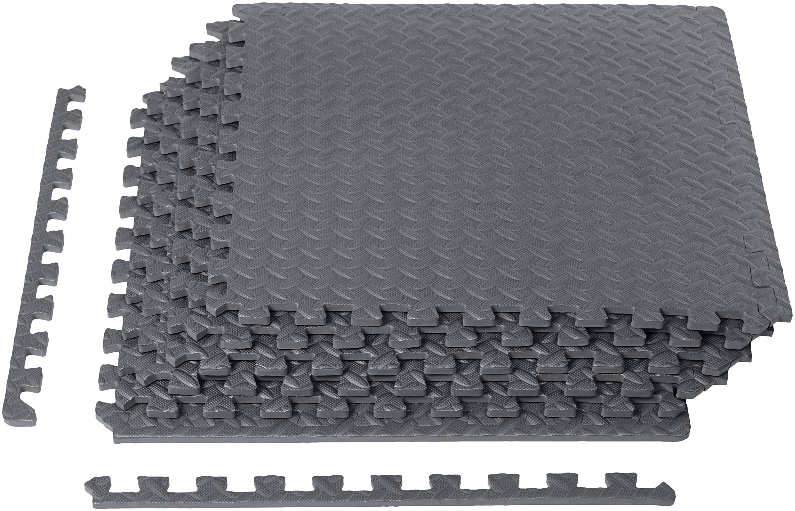 Amazon Basics Foam Interlocking Exercise Gym Floor Mat Tiles - Pack of 6, 24 x 24 x .5 Inches, Grey