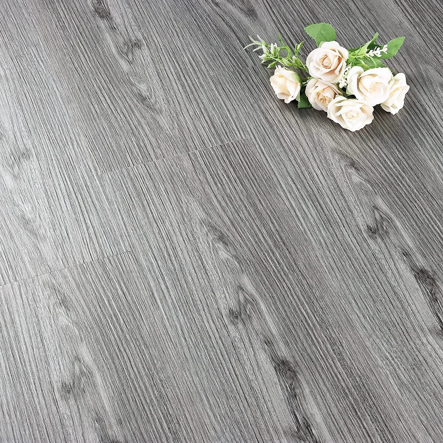 FunStick - 30 Sheets Peel and Stick - Gray Wood Look Vinyl Floor Tiles Waterproof Peel and Stick Wood Planks for Walls, Adhesive Floor Tile for Floor, Bathroom, Kitchen, RV