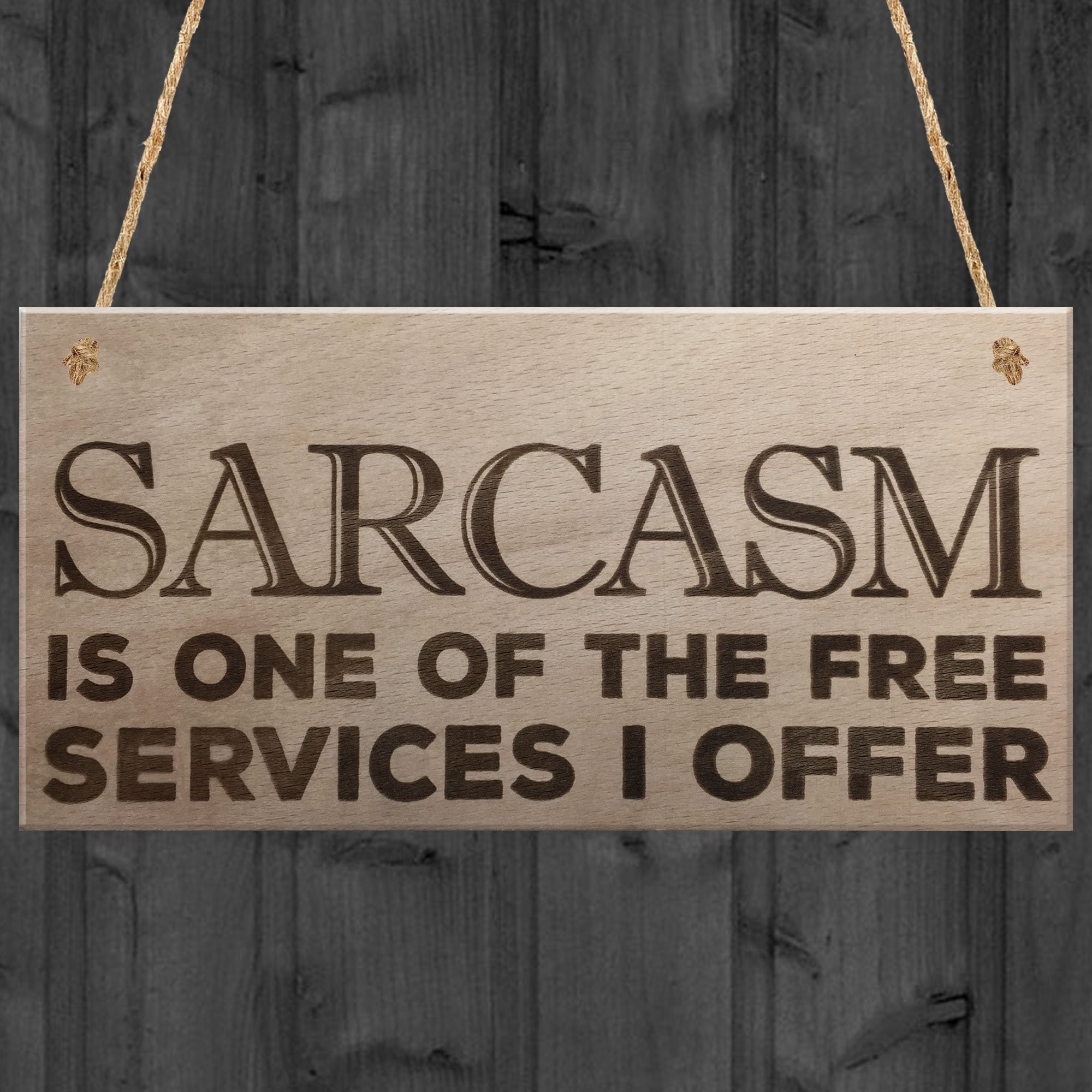 RED OCEAN Sarcasm Free Service I Offer Novelty Wooden Hanging Plaque Sign Funny Work Gift