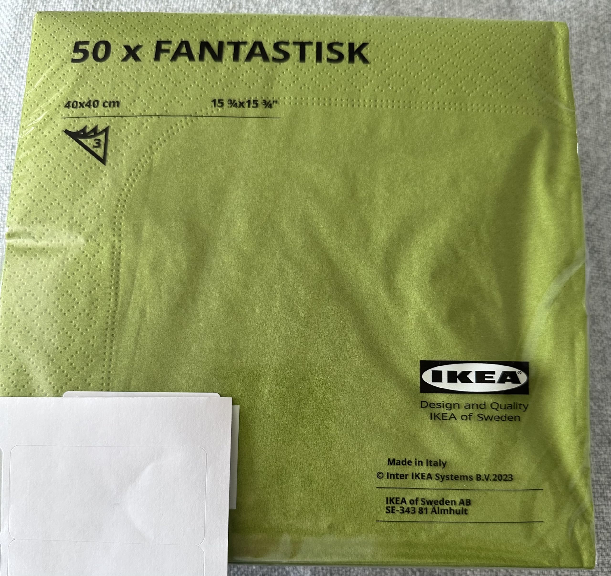 IKEA FANTASTISK - Paper Napkin, Medium Green / 50 Pack - 40x40 cm