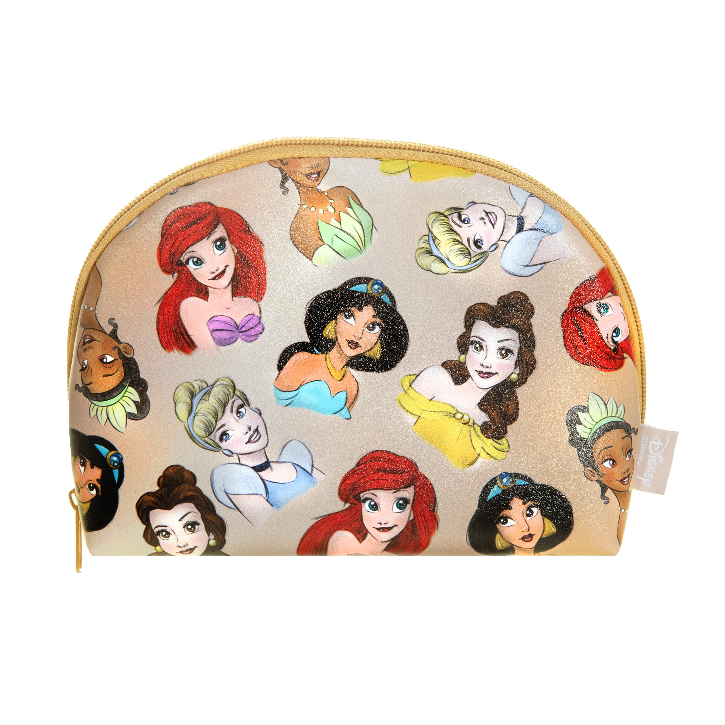 MAD BeautyDisney Princess Cosmetic Makeup Bag | Ariel Jasmine Cinderella Tiana Belle | Official Disney Licensed Product | Novelty Beauty, Cosmetic, and Skincare Gifts for Women, Adults, and Kids