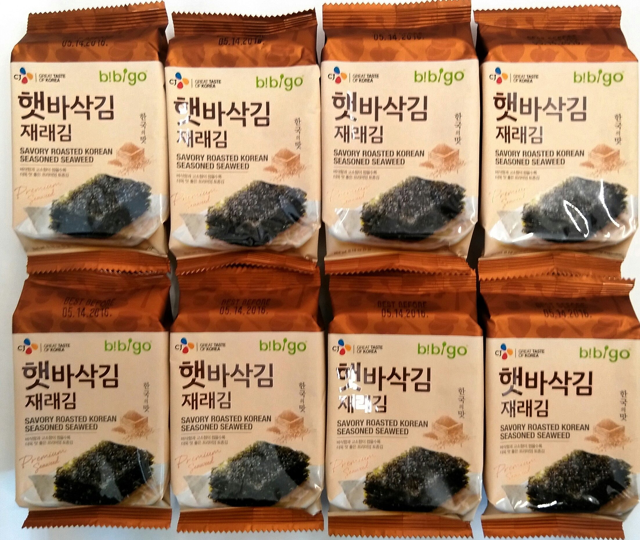 CJ Premium Roasted Seaweed Snack 5g -(Pack of 8)