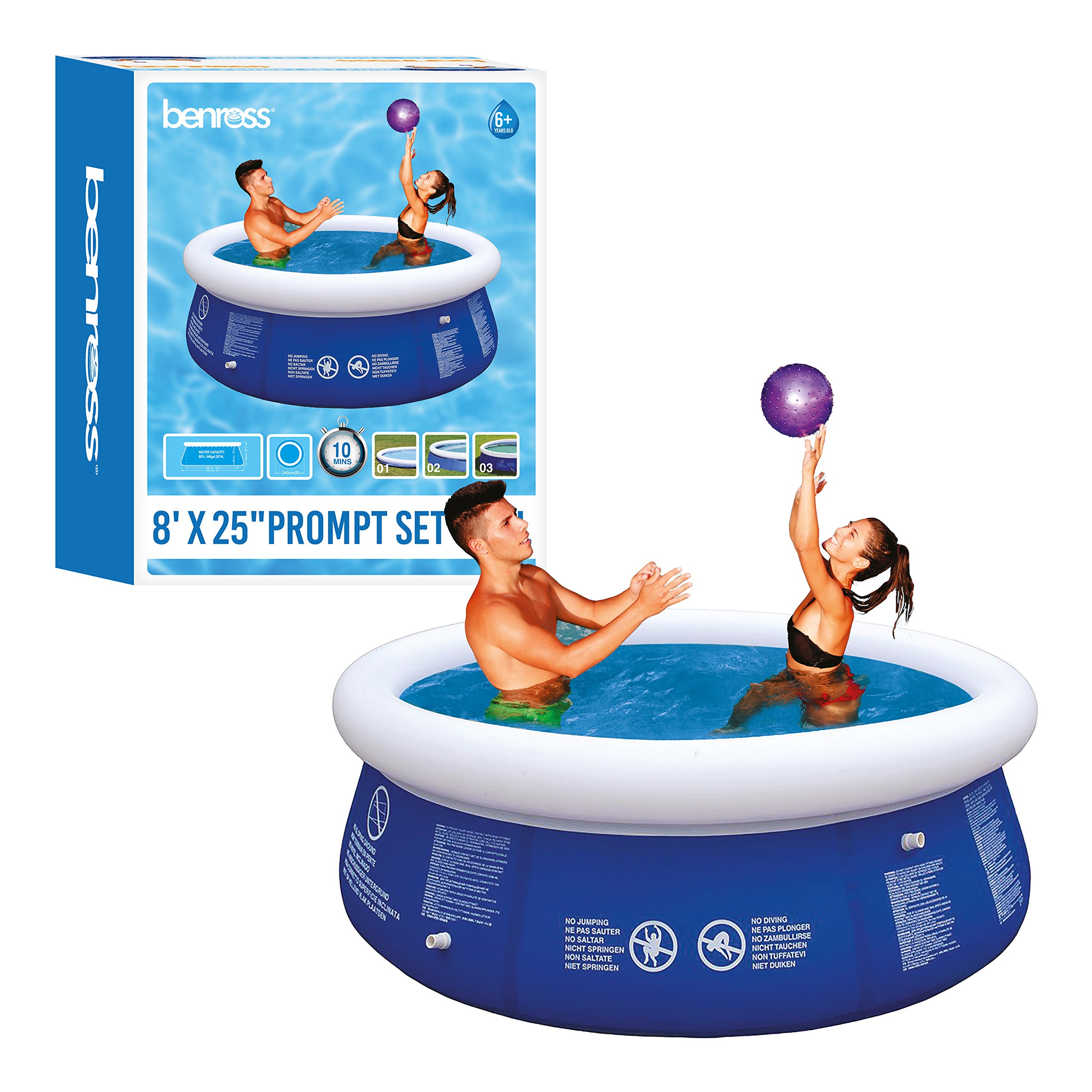 BENROSS Avenli 83270 8ft Diameter Inflatable Family Pool/Easy Setup & Drainage / 2074 Litre Capacity/Durable 3 Ply Sidewalls/Simple Safe Filtration/Blue Colour.,