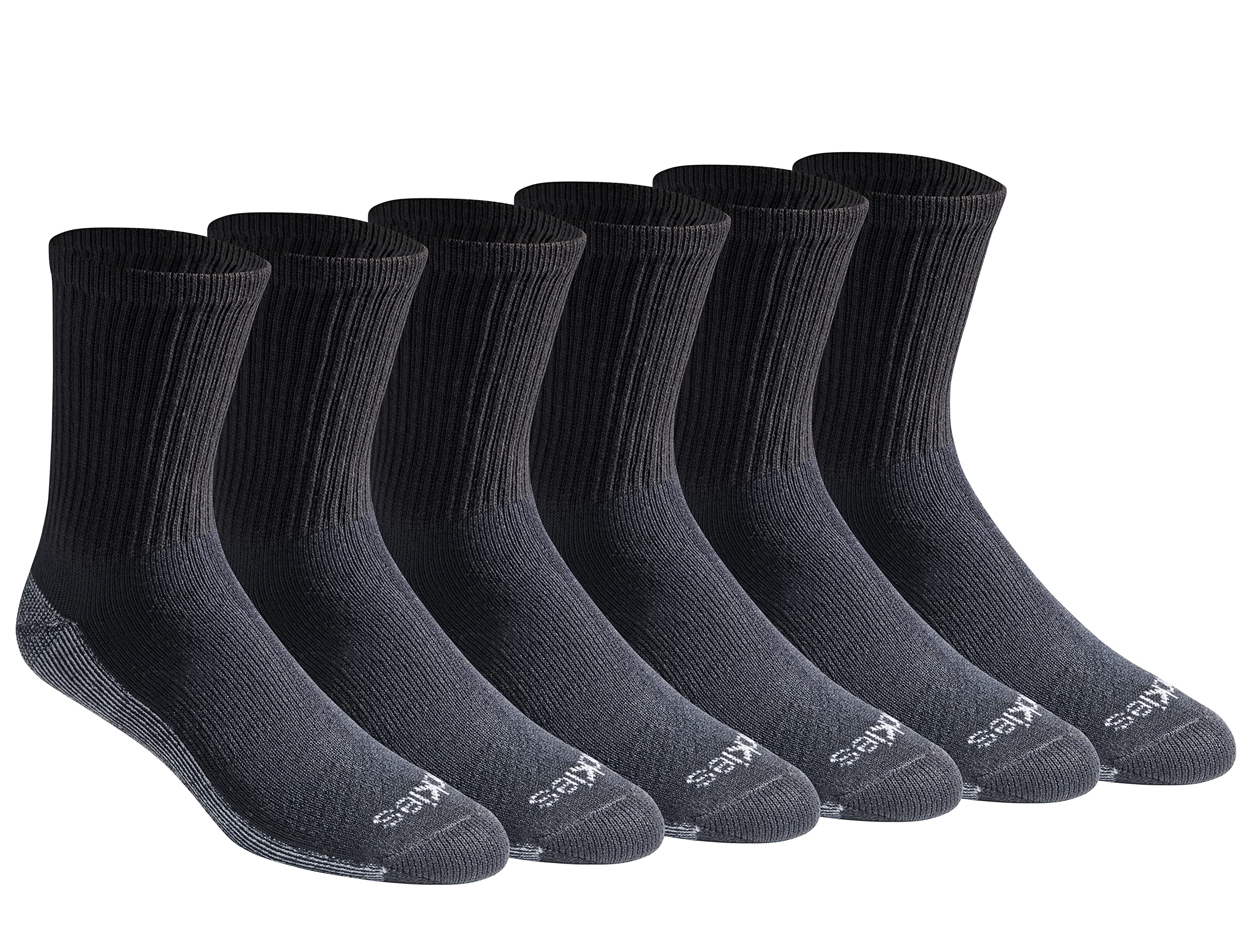 Dickies Men's Dri-Tech Moisture Control Comfort Length Mid-Crew Socks, Available in M-XL (6, 12 Pairs)