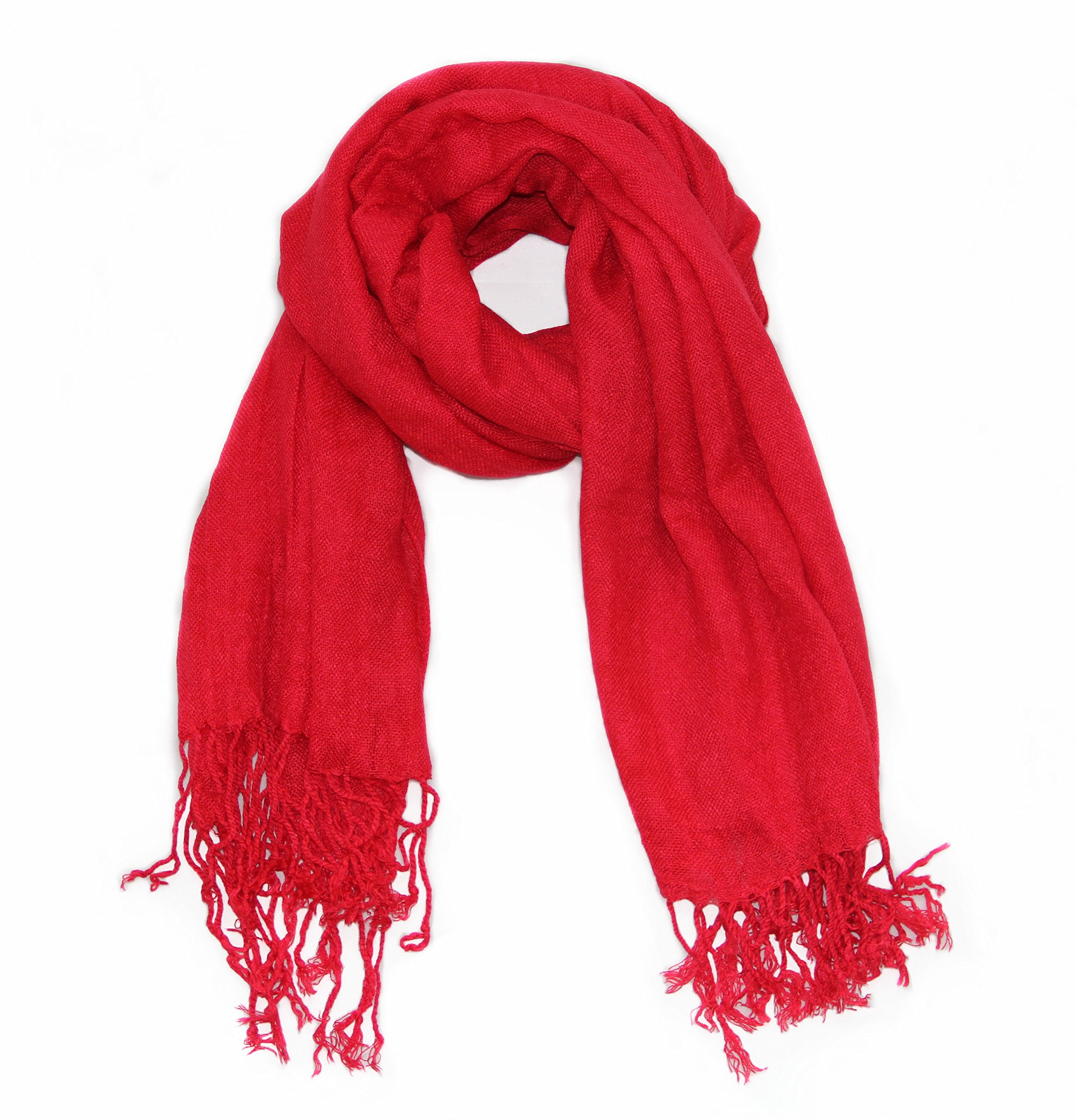 Soophen Pashmina Scarf Beautiful Solid Colors - Red