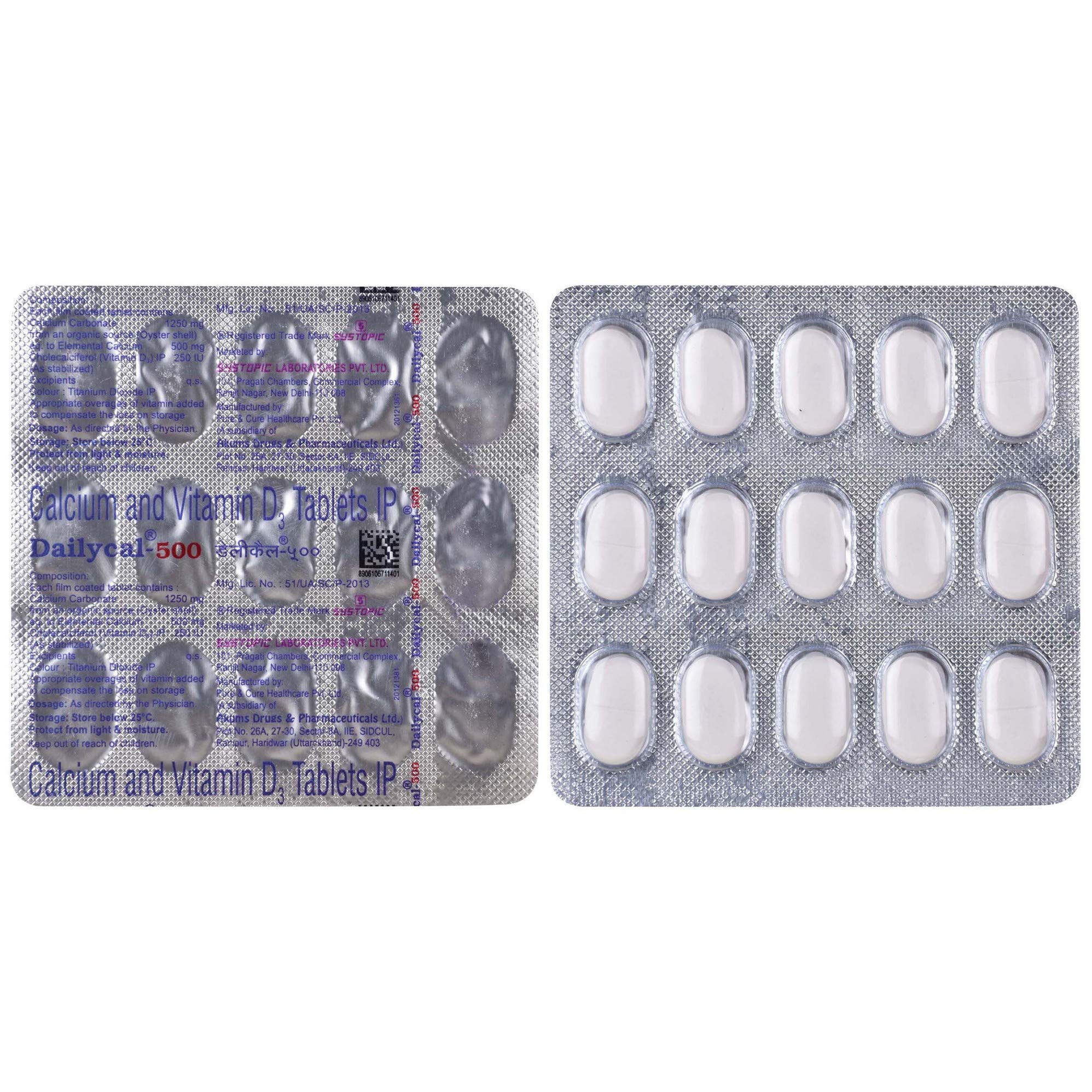 Dailycal 500mg - Strip of 15 Tablets