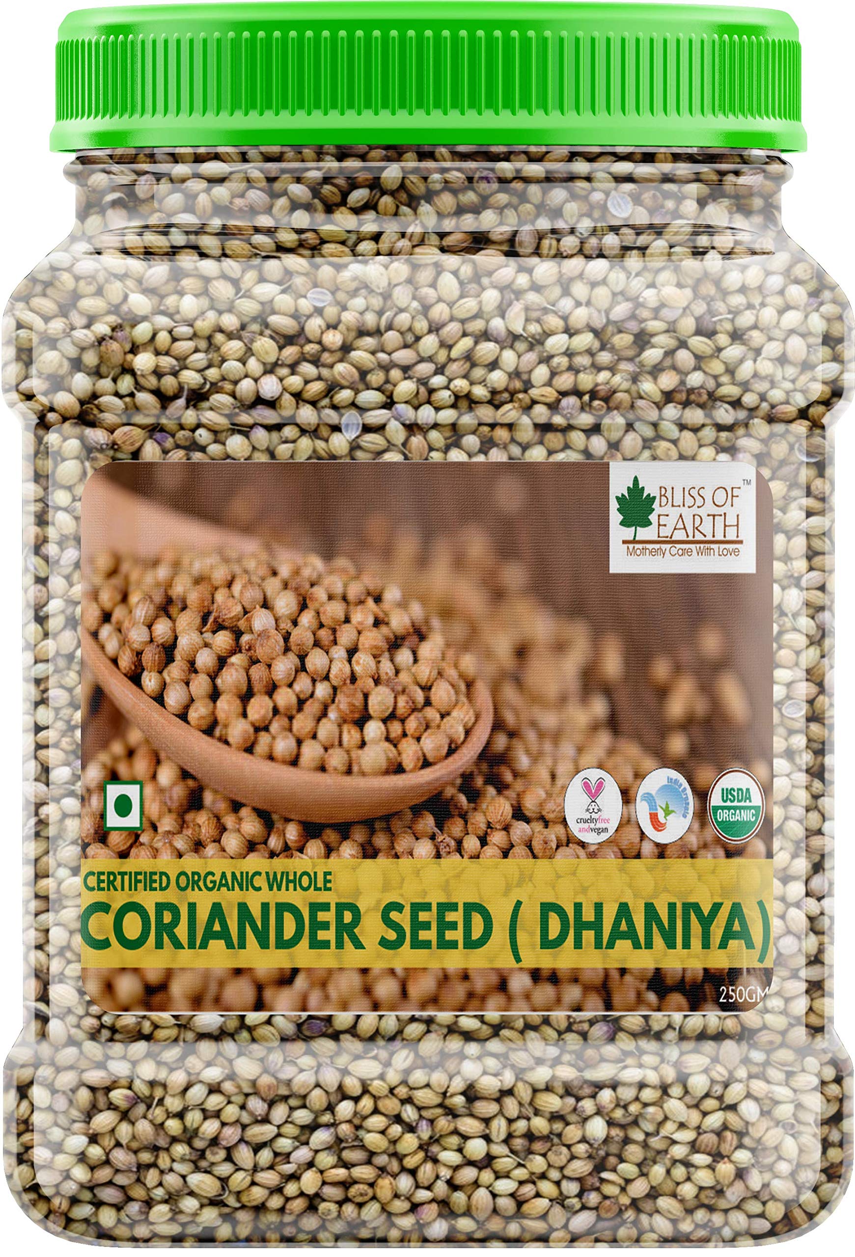 Bliss of Earth Organic Whole Coriander Seeds, Sabut Dhaniya, 250gm