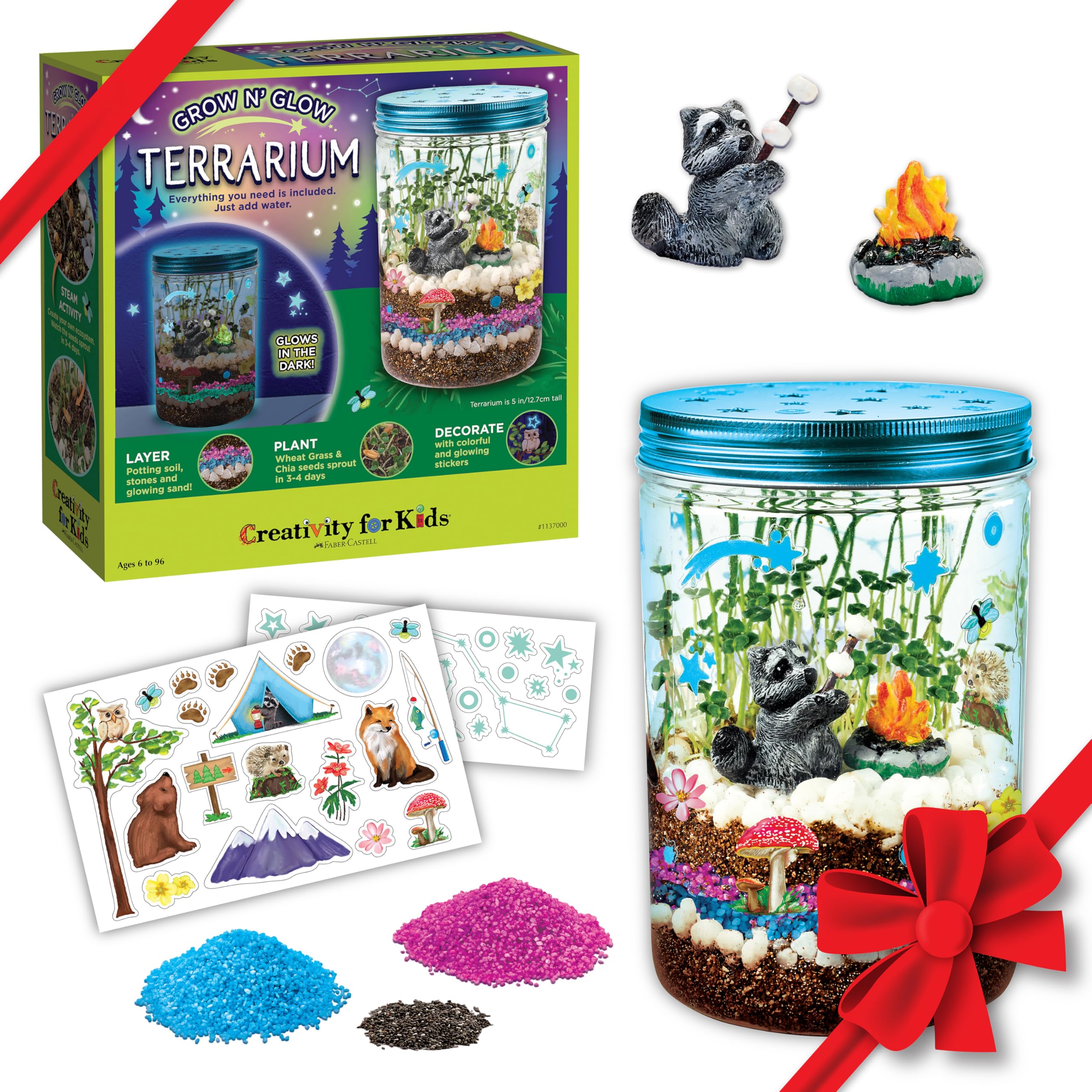 Creativity for Kids Grow 'N Glow Terrarium Kit for Kids - Educational Science Kits Ages 6-8+, Kids Gifts for Boys and Girls, Craft and STEM Projects