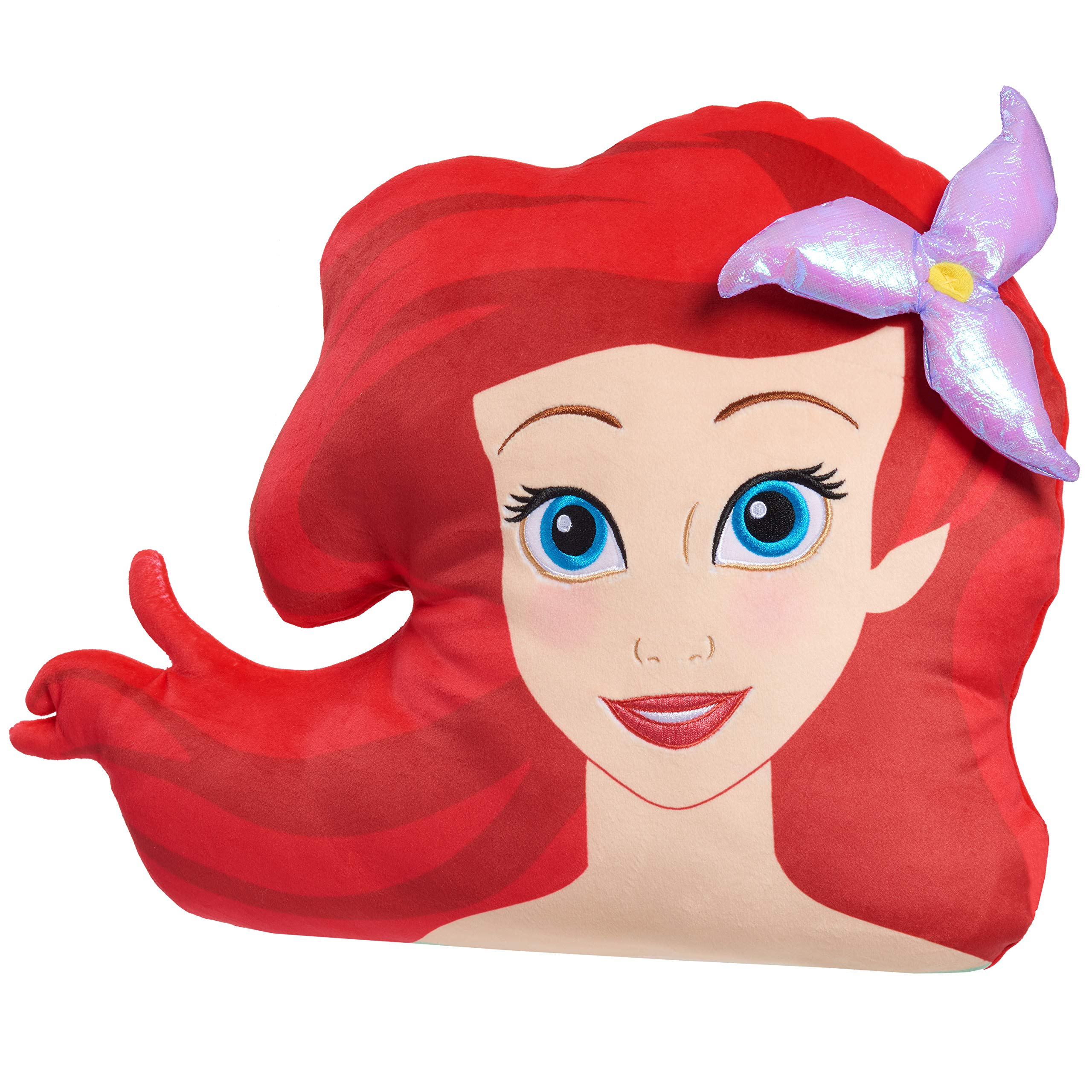 Disney Princess Character Head 12.5-Inch Plushie Ariel, The Little Mermaid, Soft Pillow Buddy Toy for Kids, Kids Toys for Ages 3 Up by Just Play