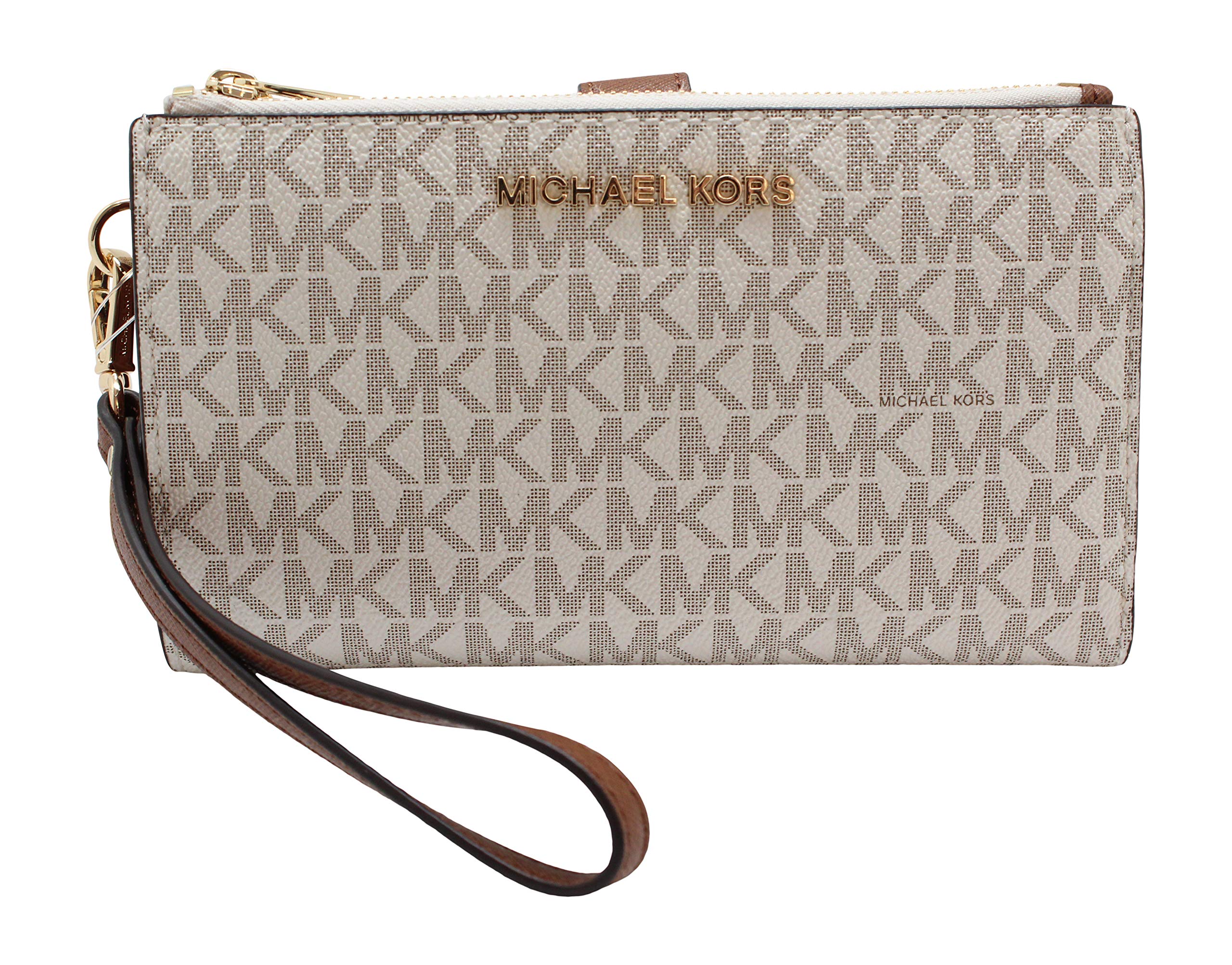 Michael Kors Jet Set Travel Signature Logo Double Zip Smartphone Wallet