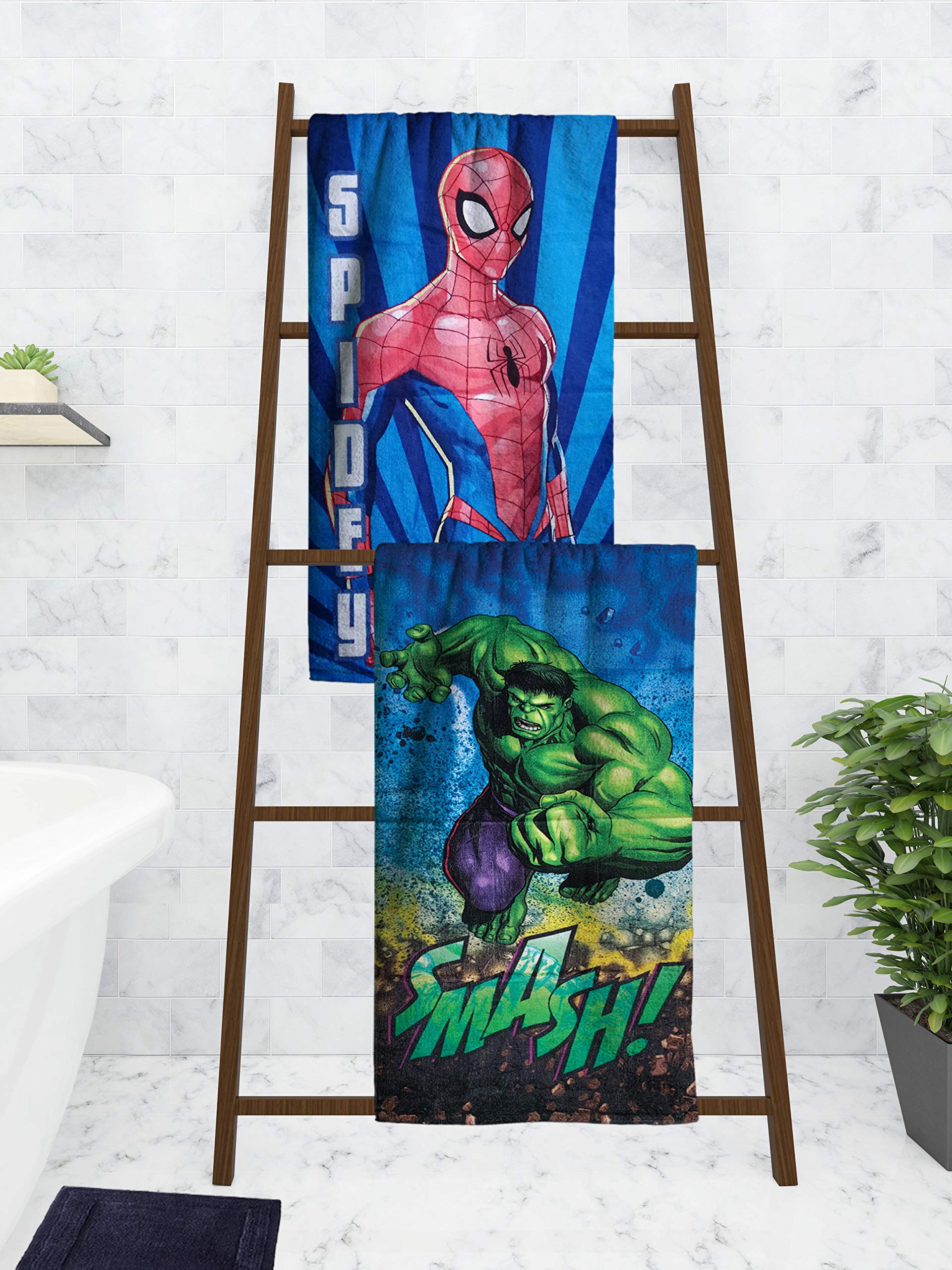 Athom Trendz Marvel The Hulk & Spiderman Kids Bath Towel 60x120 cm Pack of 2