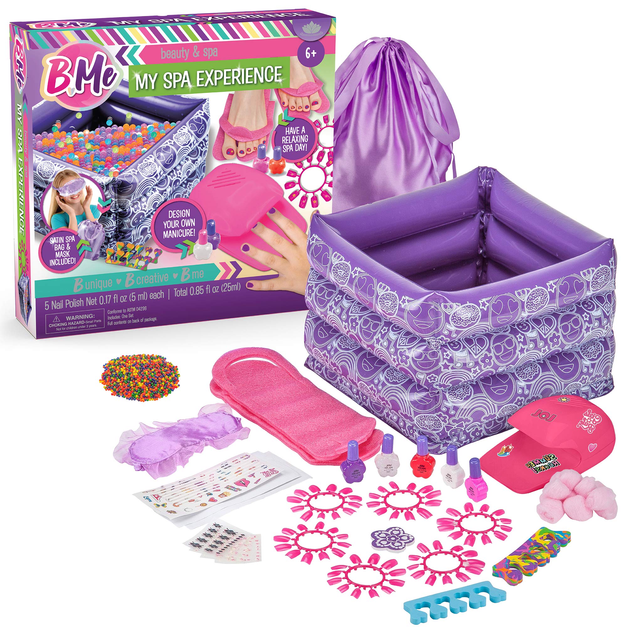 Kids Spa Kit for Girls - Spa Day Party Supplies Kit w/ Press On Nails, Kids Nail Polish & More - Kids Manicure Pedicure Gift Set for Sleepover - Spa Birthday Party Supplies for Girls Age 6-12