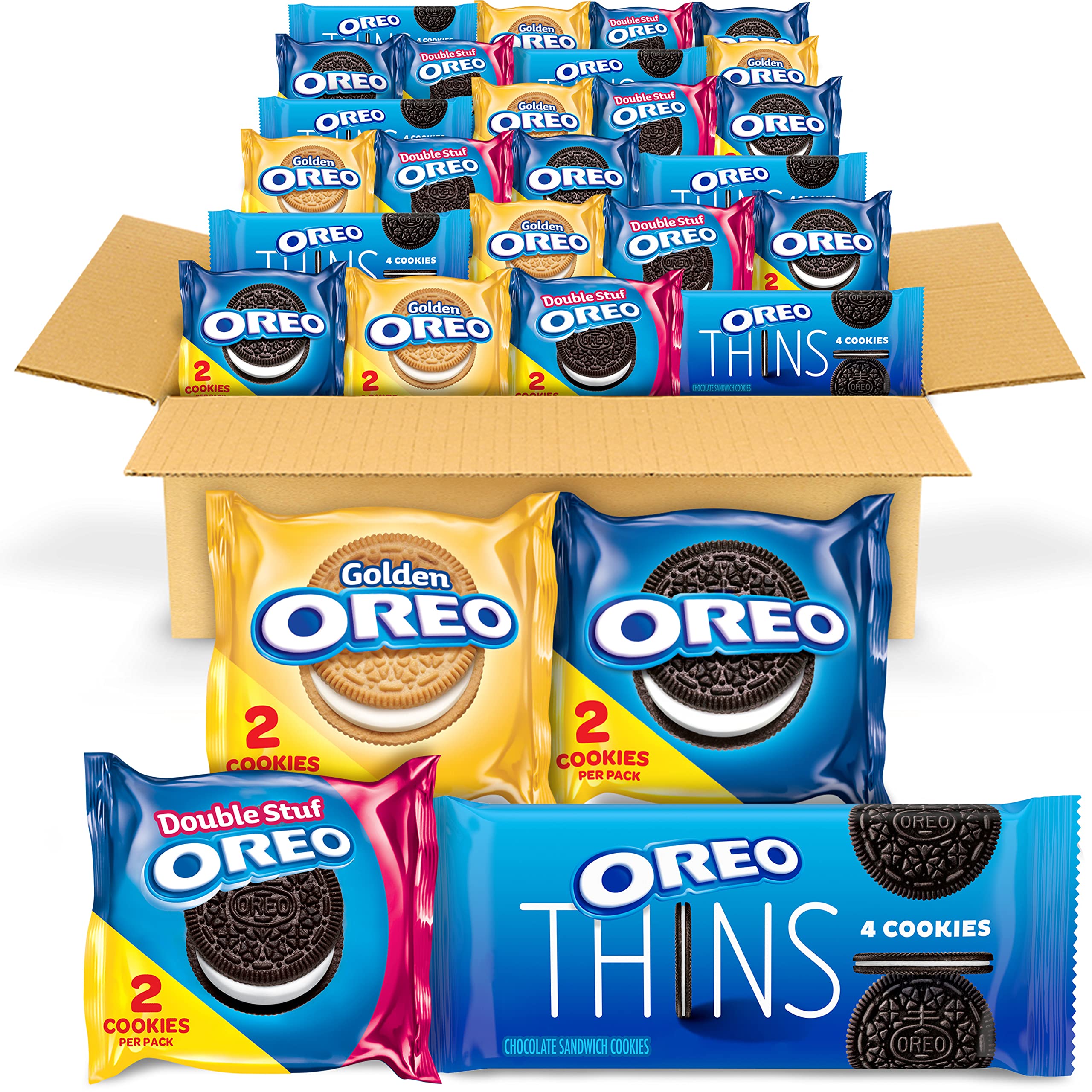 OREO Cookies Variety Pack with Original, Golden, Double Stuf & Thins - 56 Snack Packs