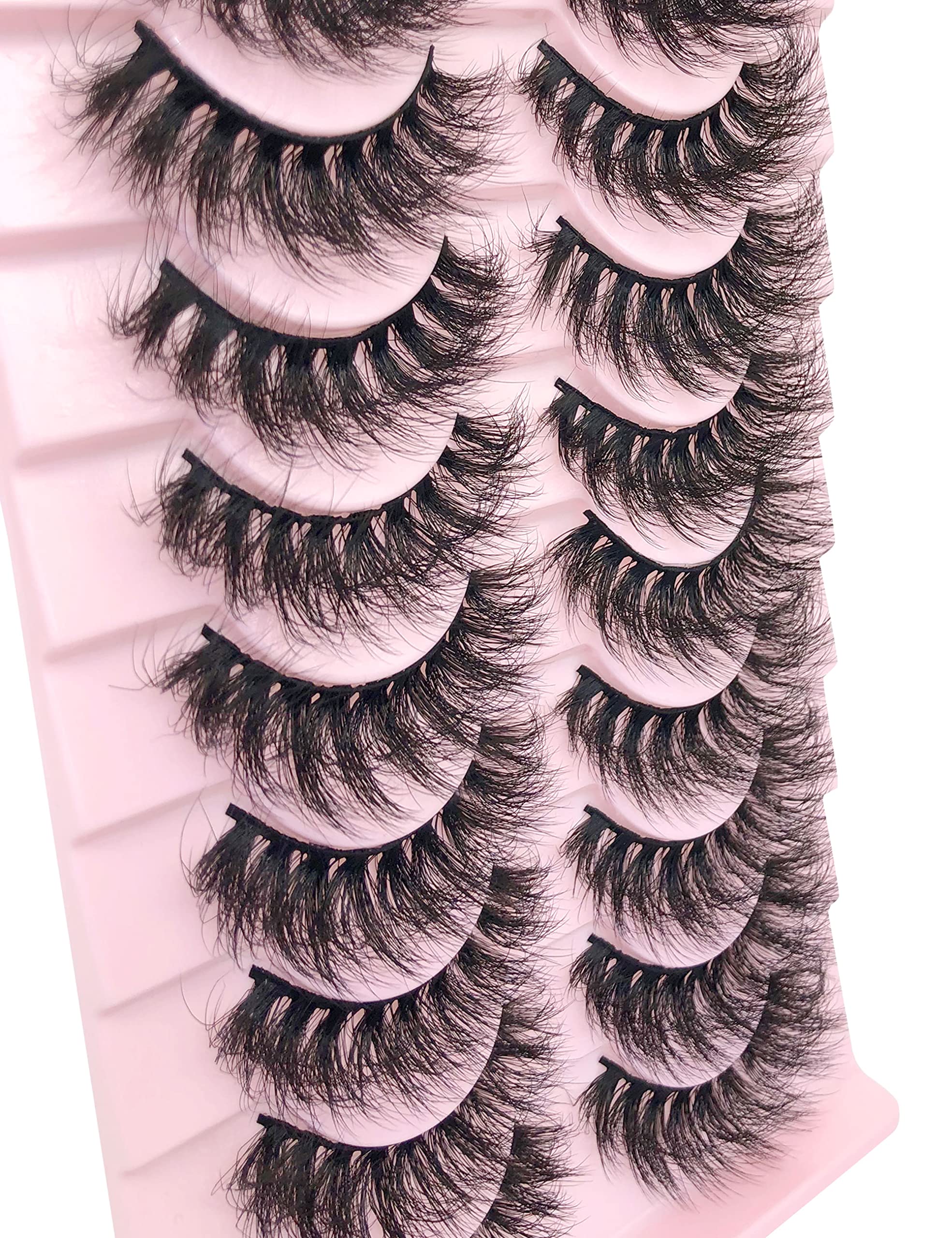 PURELEOR Natural Eyelashes 10 Pairs False Lashes 3D Faux Mink Eyelash