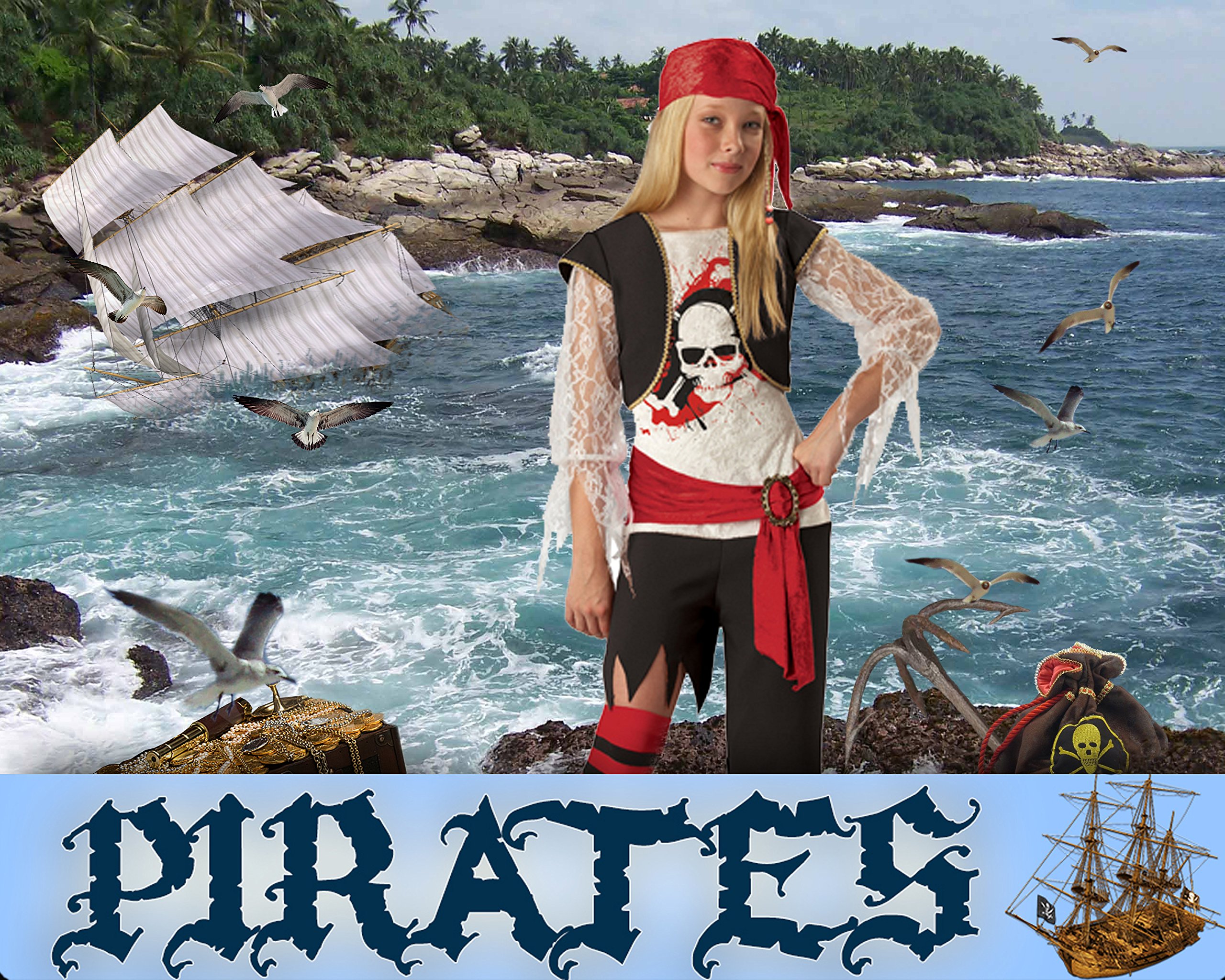 C6 Pirate Digital Backgrounds children frames template Backdrops baby props